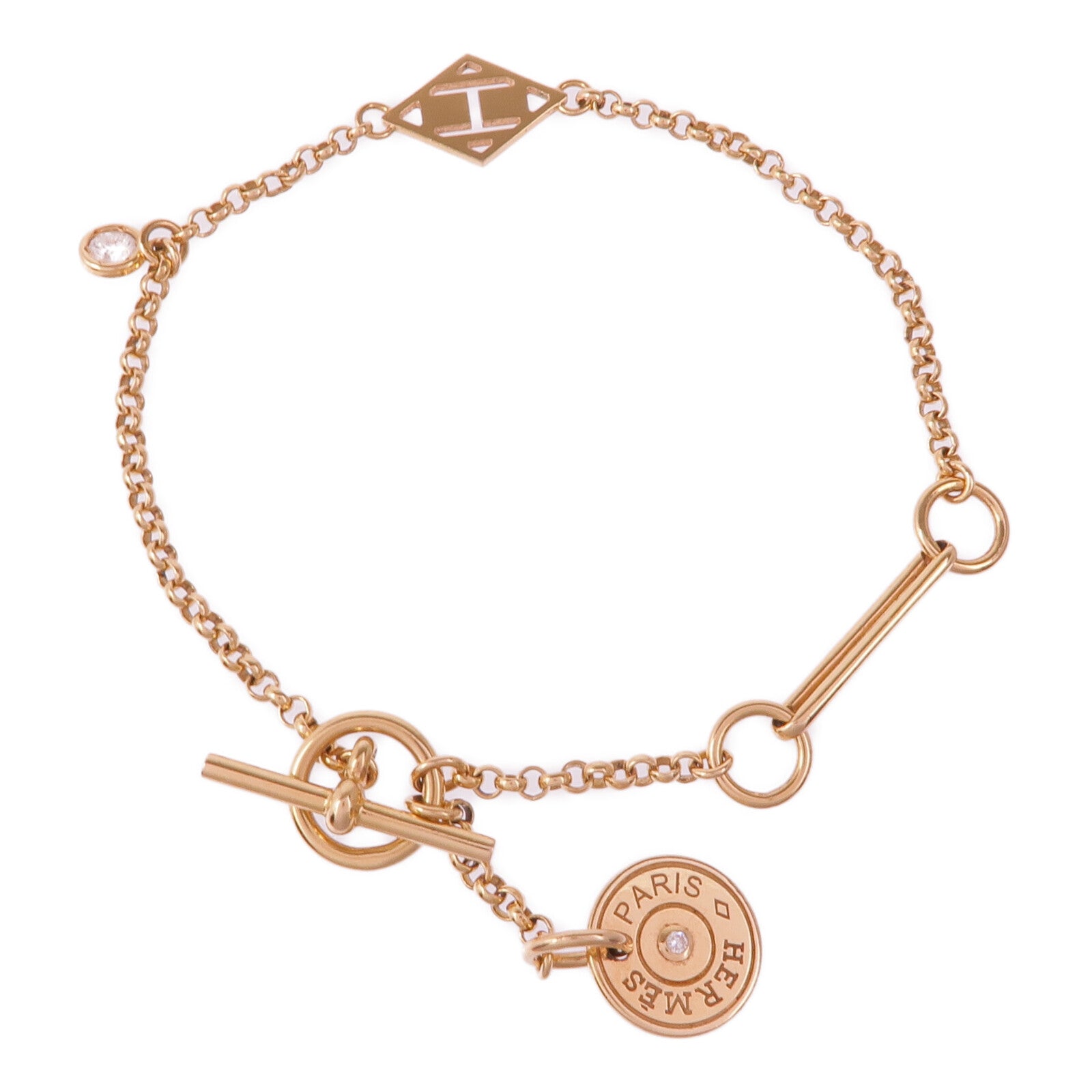 HERMES 18K玫瑰金Gambade Bracelet鑽石手鏈