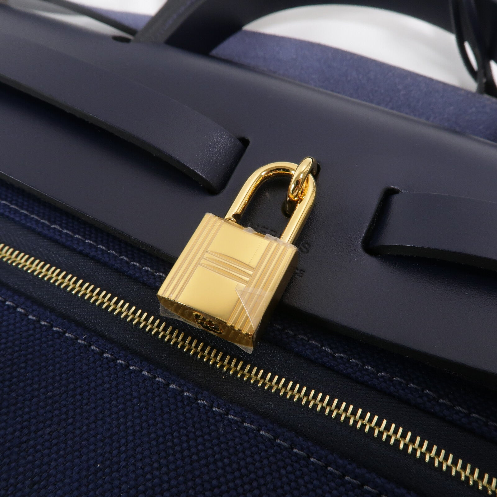 HERMES 帆布Herbag PM手挽肩背兩用袋Bleu Indigo