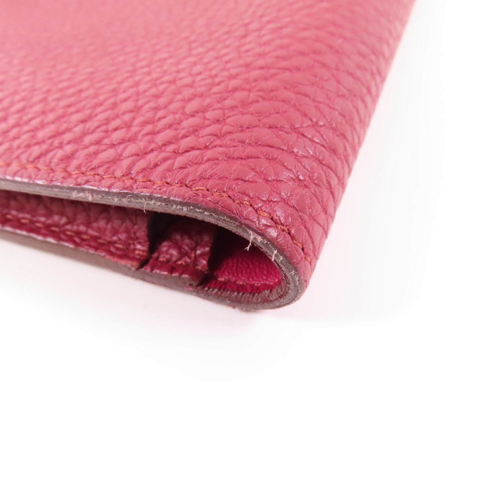 HERMES PHW Dogon GM Long Wallet Clemence Leather B5 Rubis