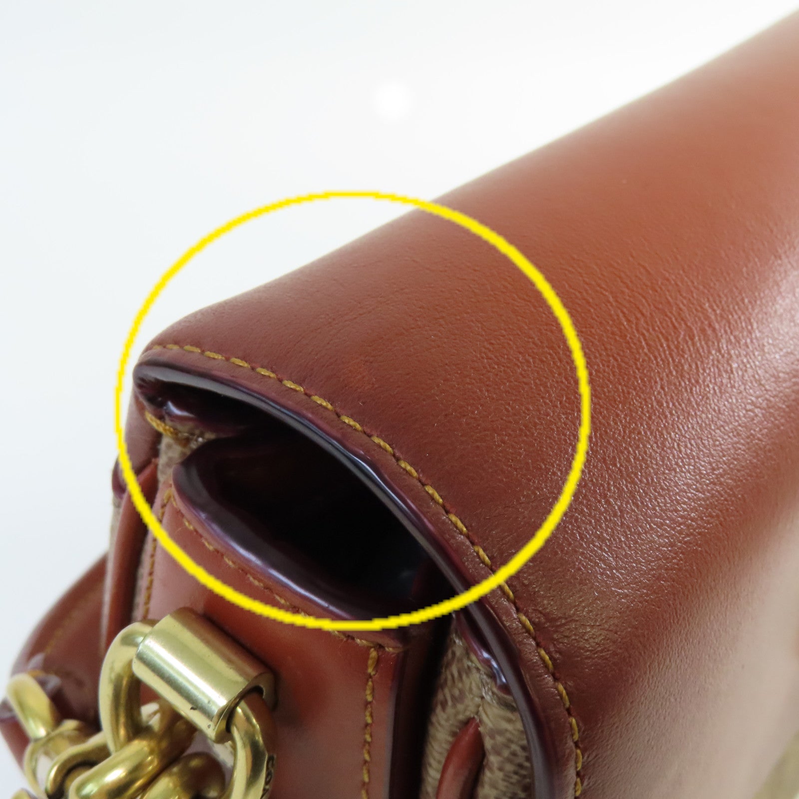COACH 【激減優惠】塗層帆布/牛皮皮革Marlie Top Handle 2Way Shoulder Bag金扣鏈帶肩背袋啡色
