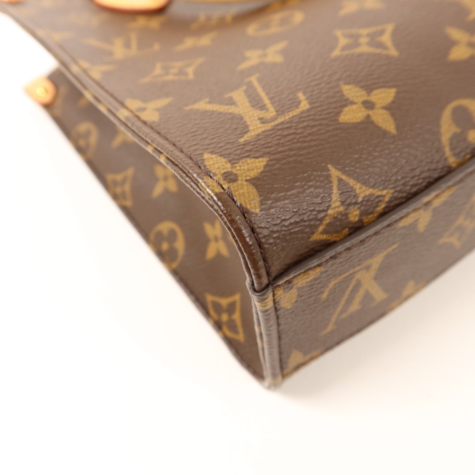 LOUIS VUITTON Monogram Sac Plat BB金扣手挽肩背兩用袋棕色