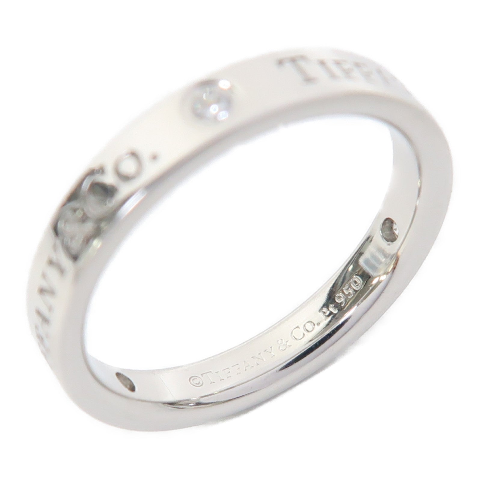 TIFFANY＆CO PT950鉑金Band Ring 3 Diamond戒指US#5.5