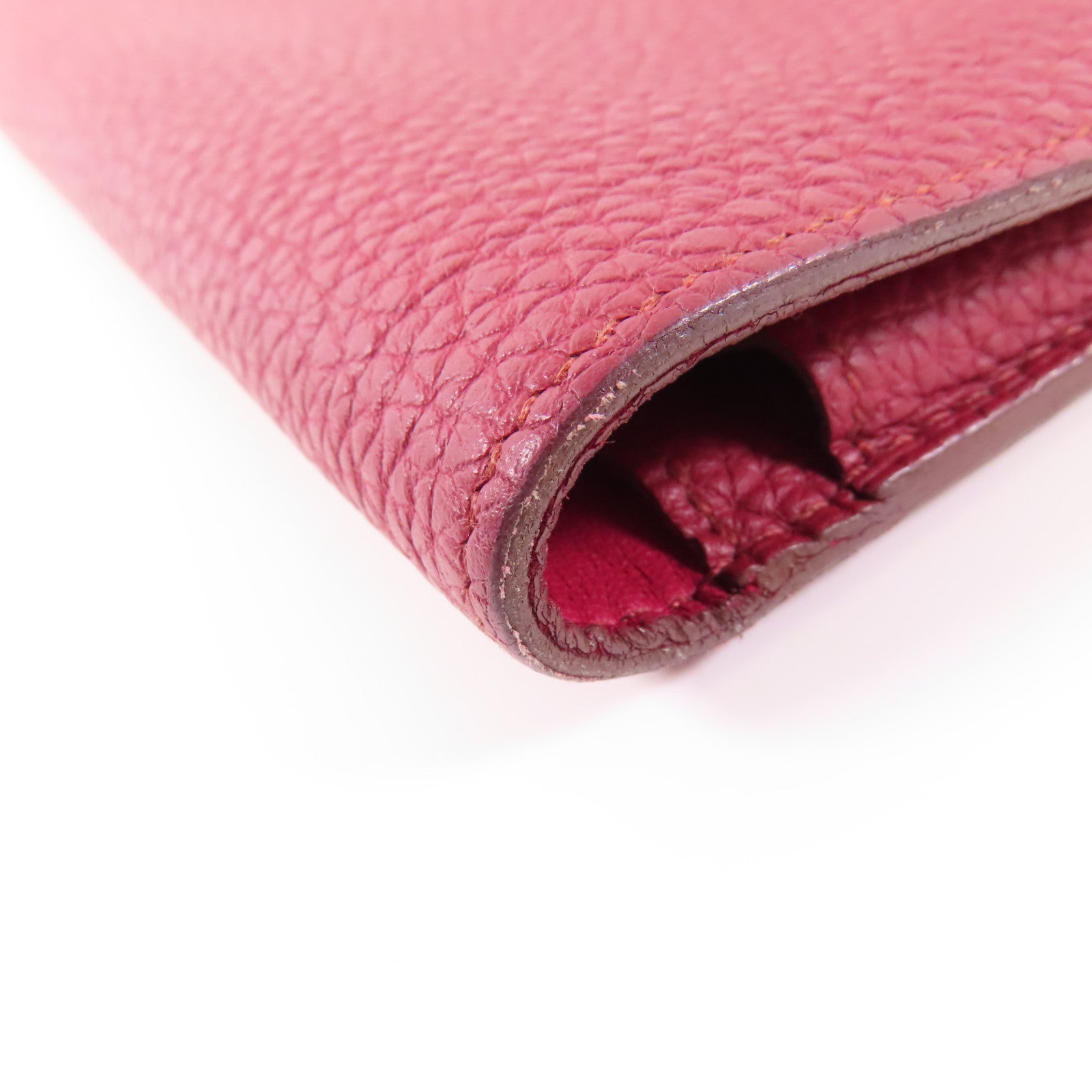 HERMES PHW Dogon GM Long Wallet Clemence Leather B5 Rubis