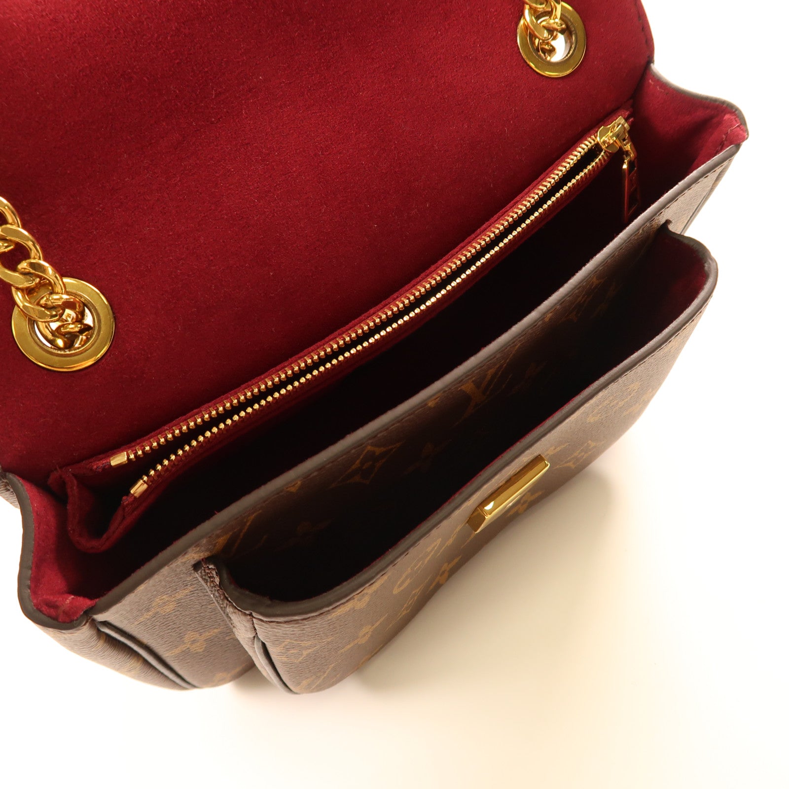 LOUIS VUITTON Monogram Passy金扣鏈帶肩背袋啡色