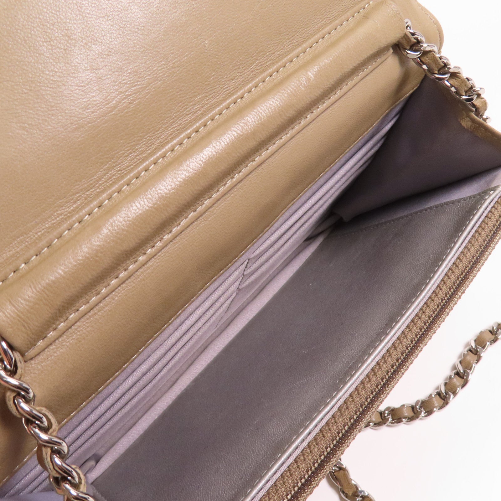 CHANEL 羊皮皮革WOC 19cm銀扣鏈帶肩背袋