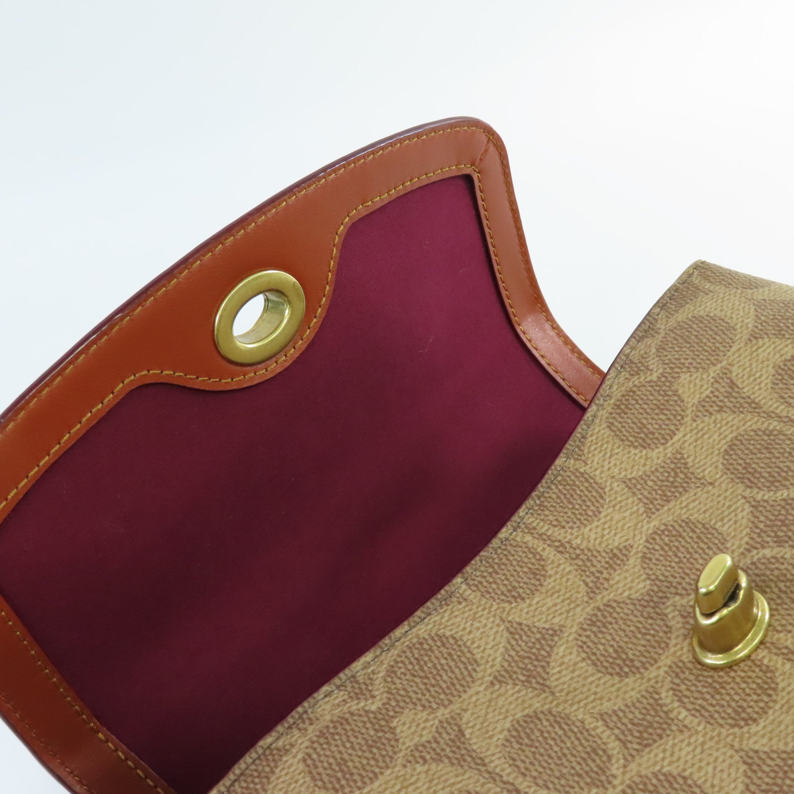 COACH 【激減優惠】塗層帆布/牛皮皮革Marlie Top Handle 2Way Shoulder Bag金扣鏈帶肩背袋啡色
