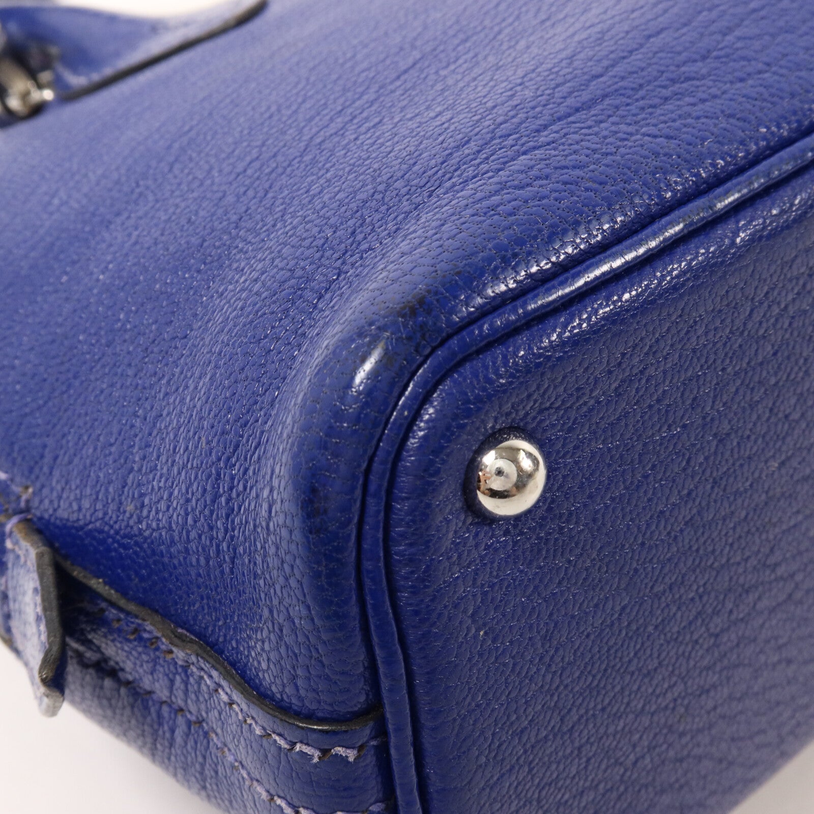 HERMES Chevre皮革Mini Bolide手挽肩背兩用袋Bleu Saphir