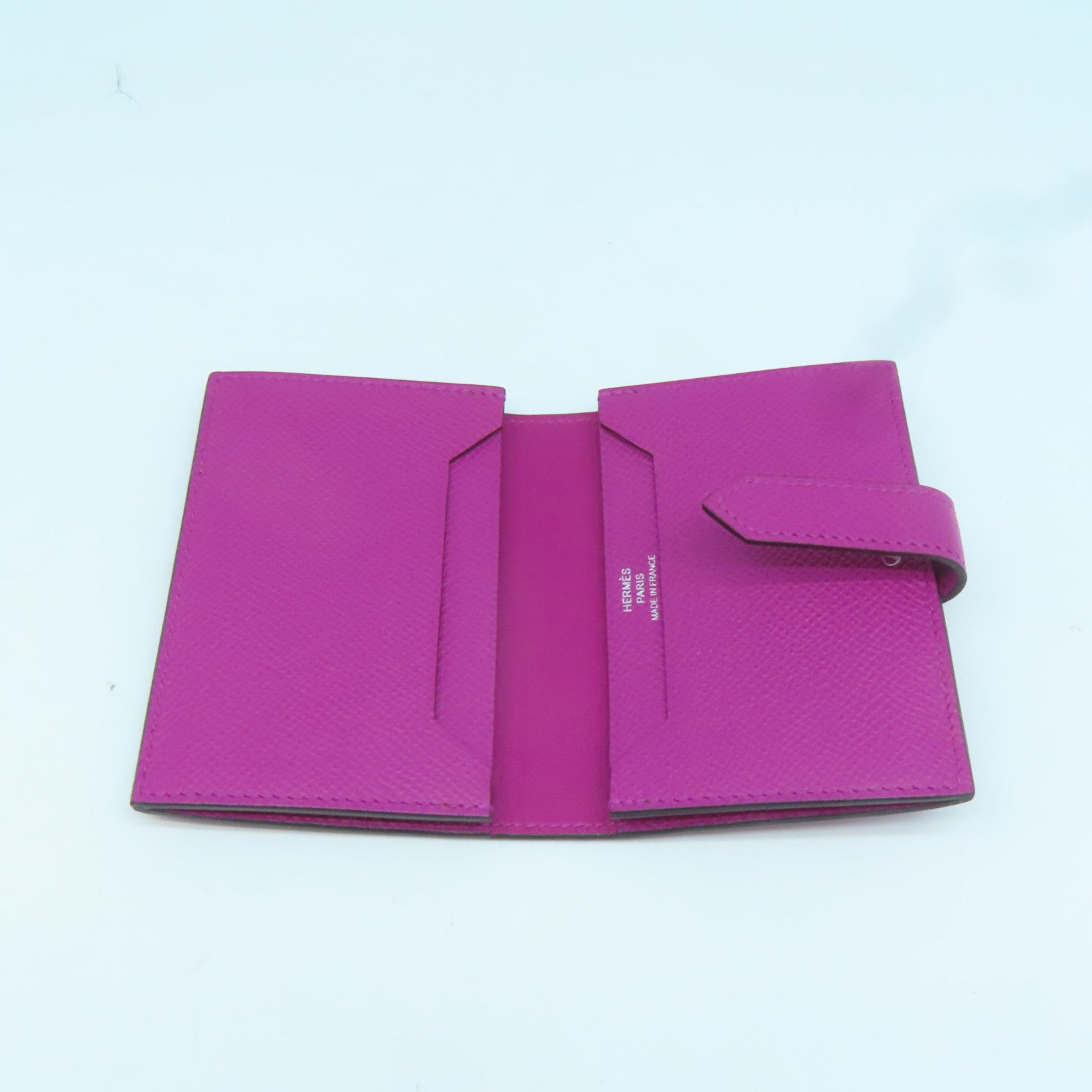 HERMES 【激減優惠】Epsom皮革Bearn Card Case銀扣卡片套Rose Pourpre玫瑰紫色