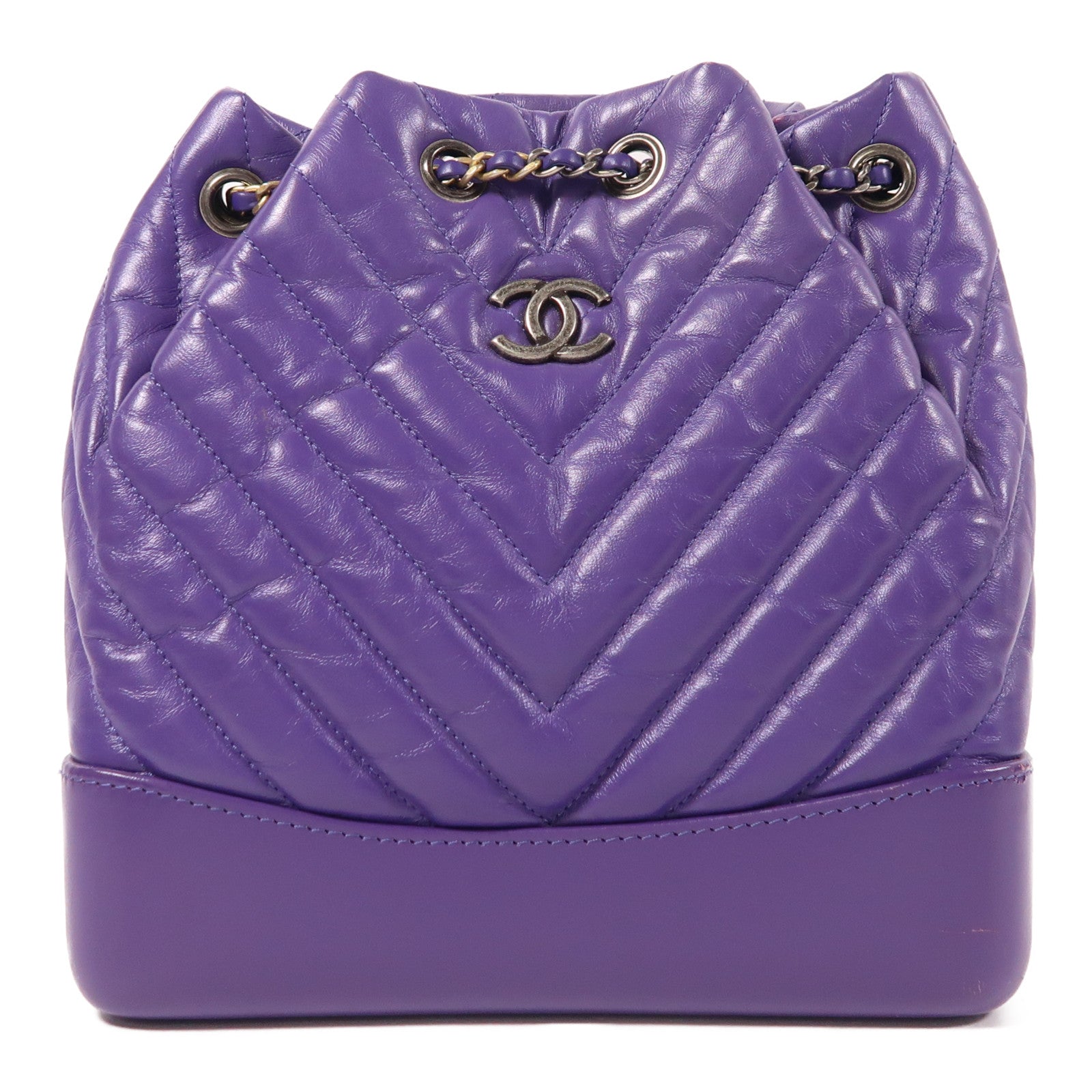 CHANEL 皮革Gabrielle BackPack鏈帶背包