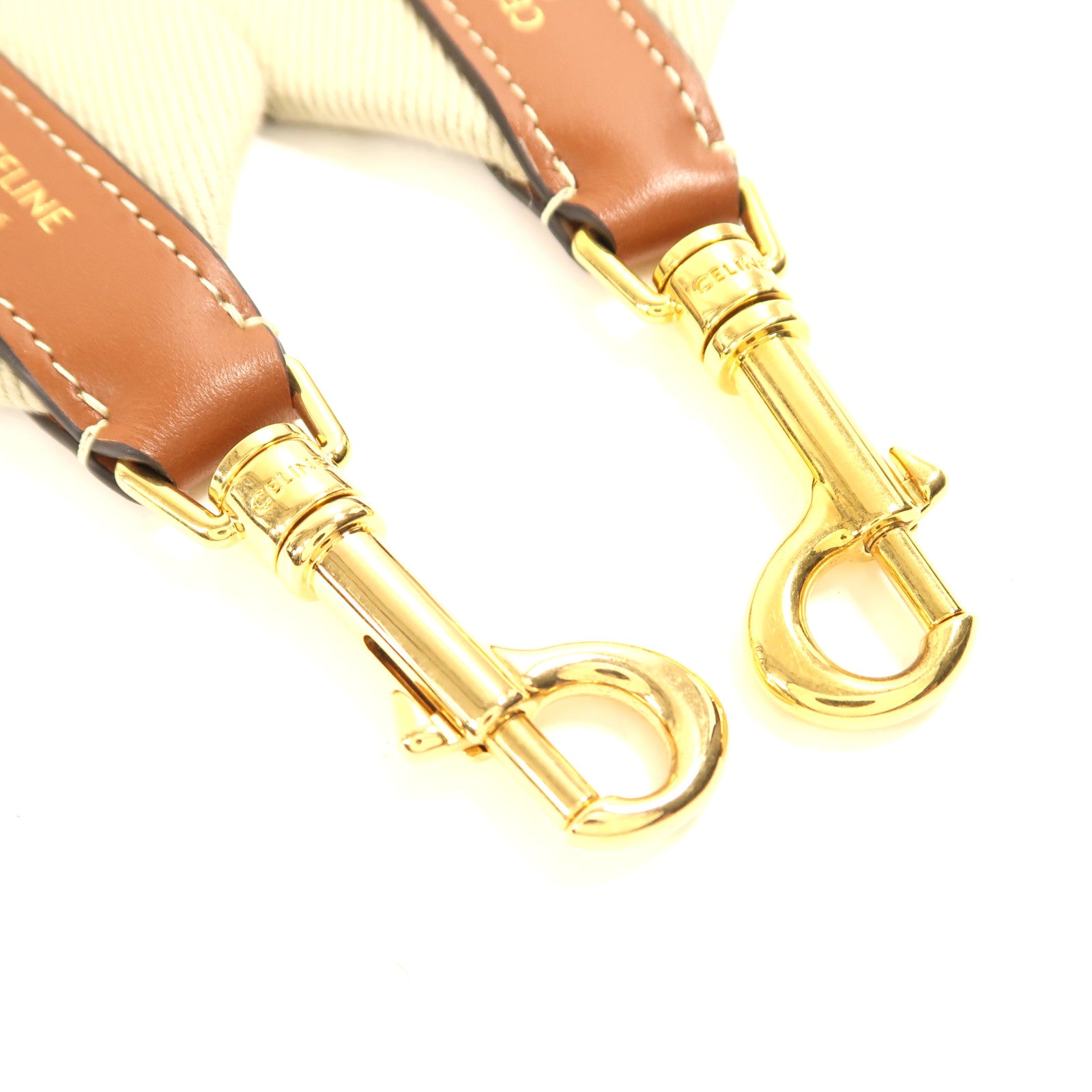 CELINE 帆布Strap金扣肩背帶