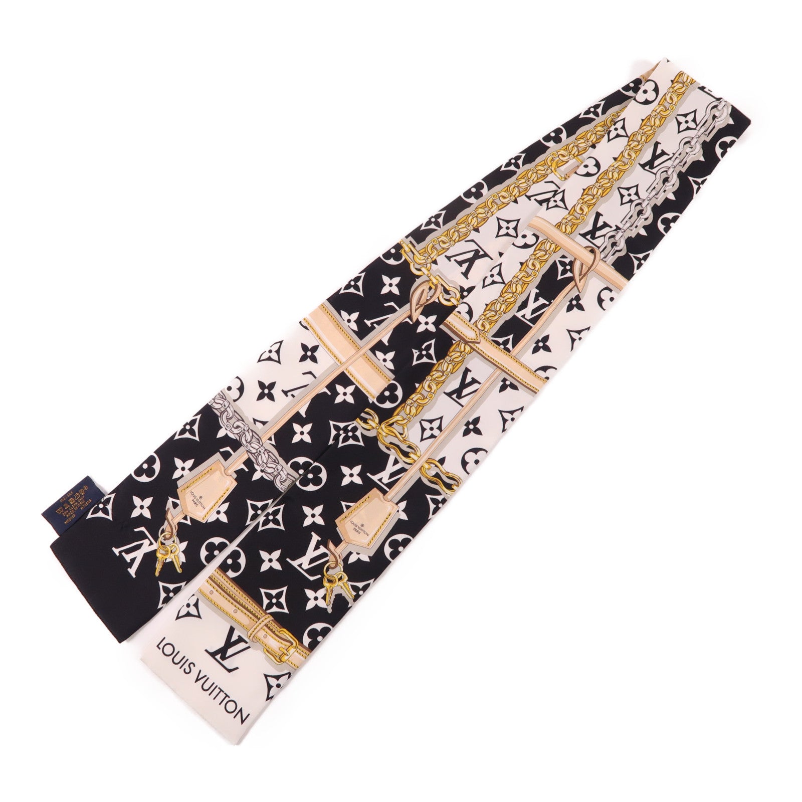 LOUIS VUITTON Scarf Scarves Silk Black White