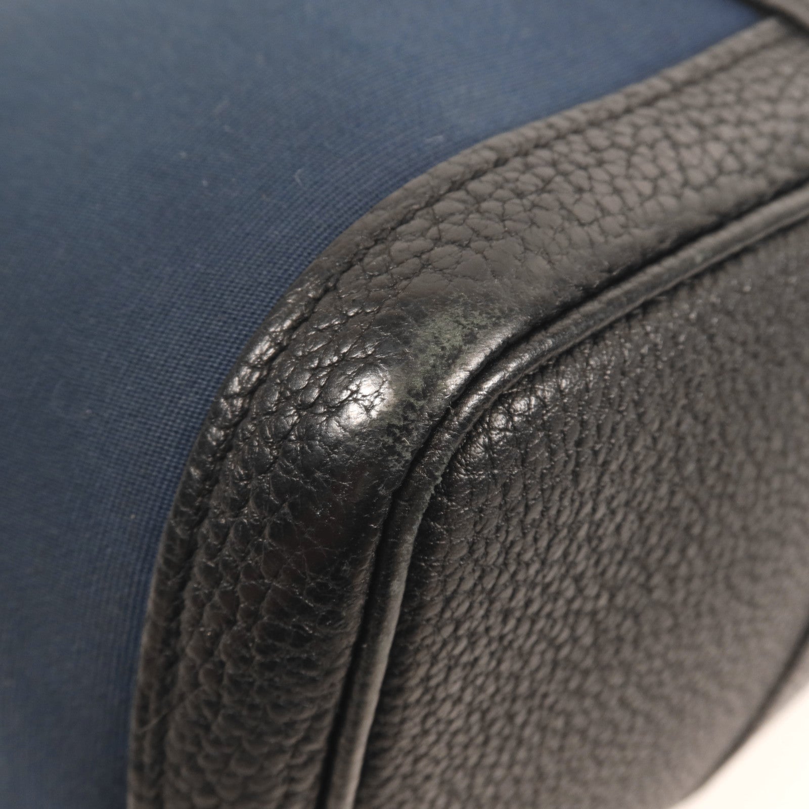 HERMES 帆布GardenParty PM銀扣手挽袋Bleu de Malte