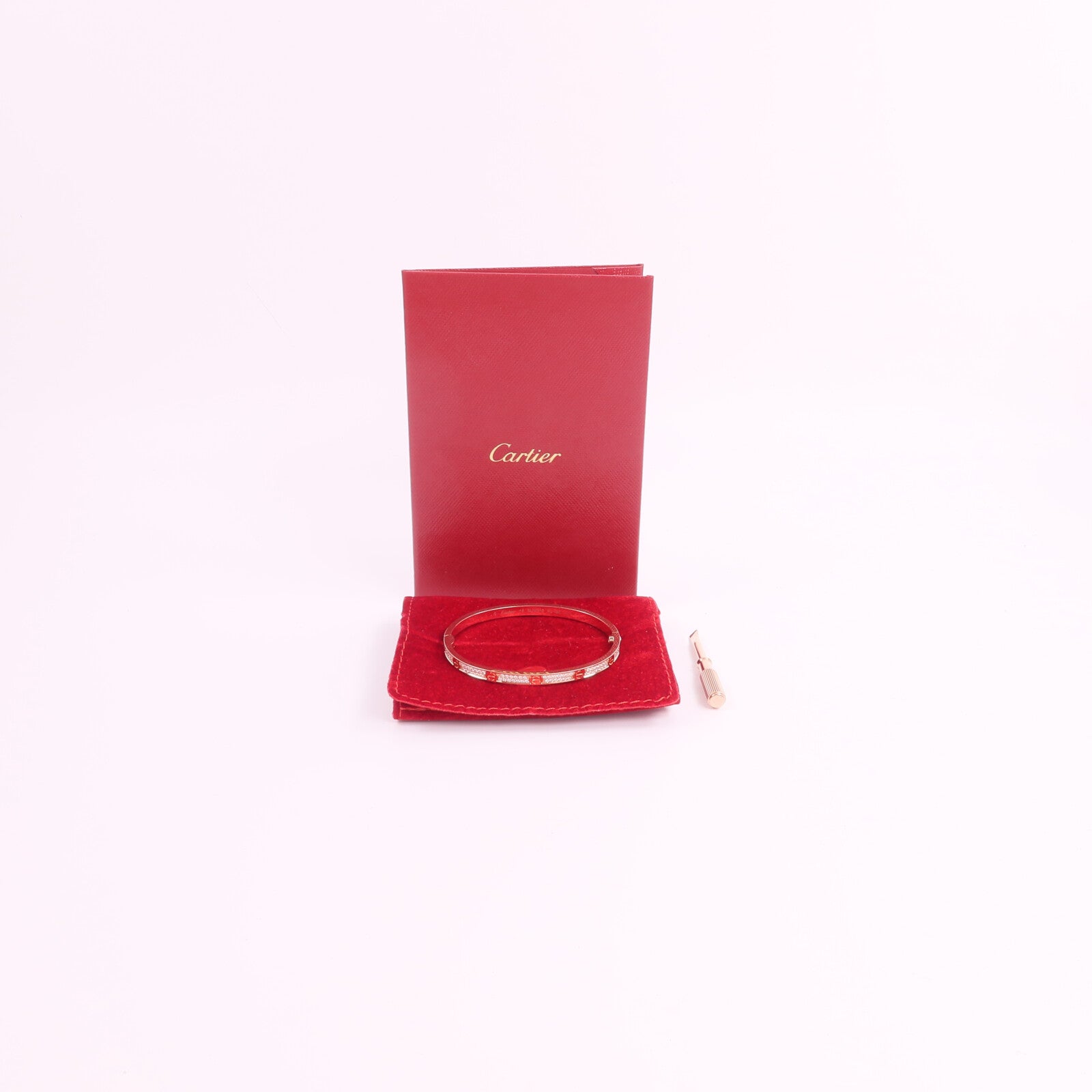 CARTIER 18K玫瑰金Love Bracelet Small Model Paved鑽石手鐲
