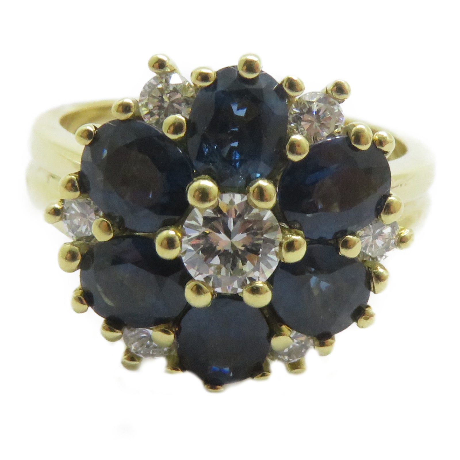 JEWELRY 【激減優惠】18K黃金Sapphire Ring藍寶石鑽石戒指US#7.25