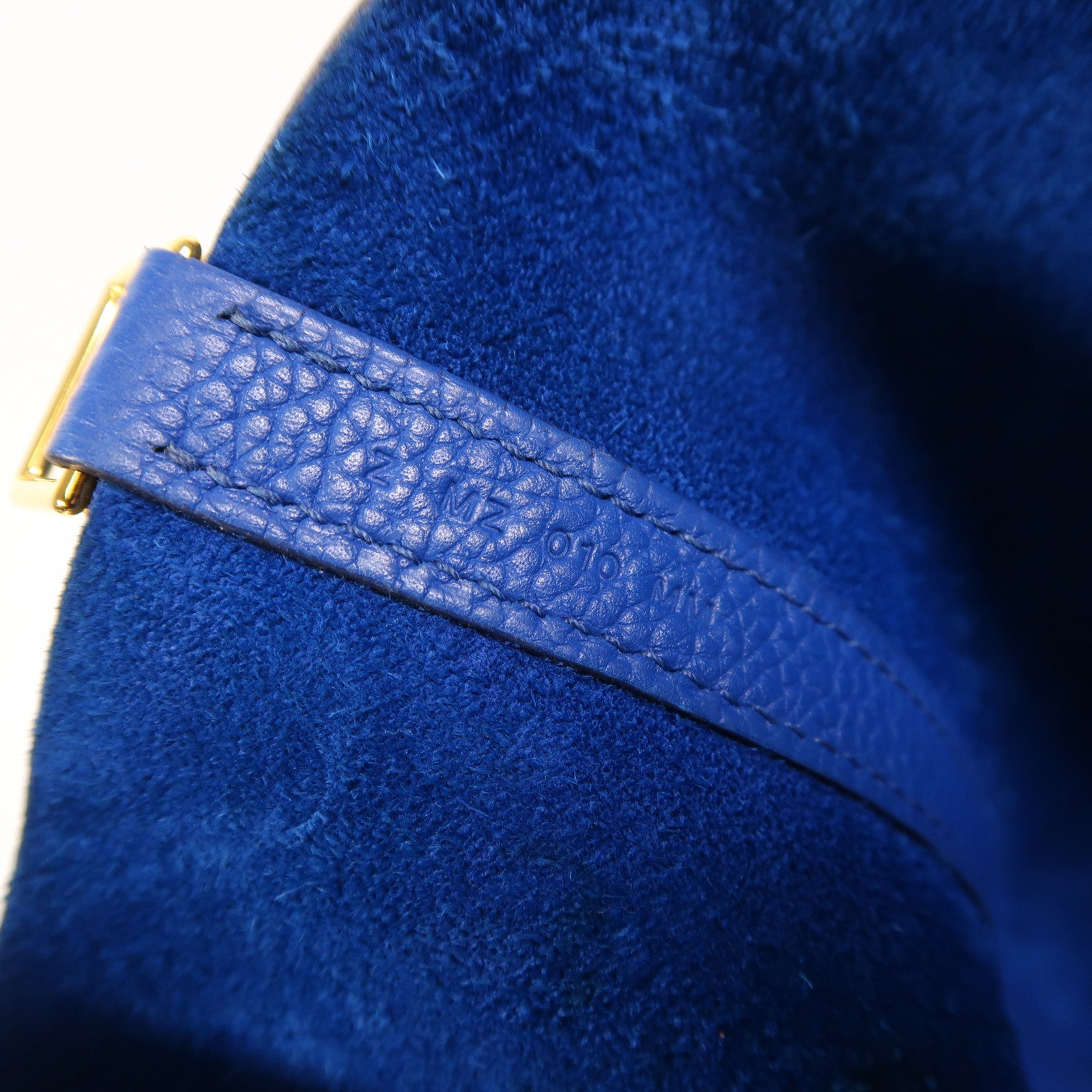 HERMES Clemence皮革Picotin MM金扣手挽袋Bleu France