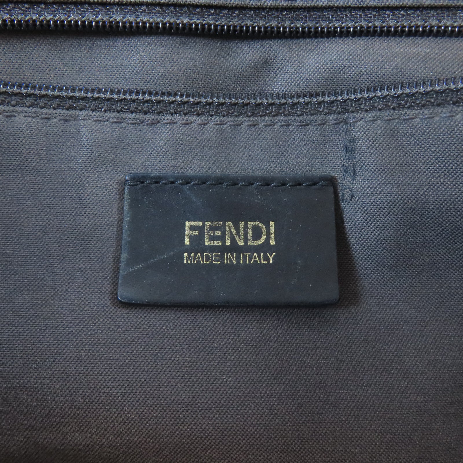 FENDI 帆布Zucca Mia Flap銀扣肩背袋啡色
