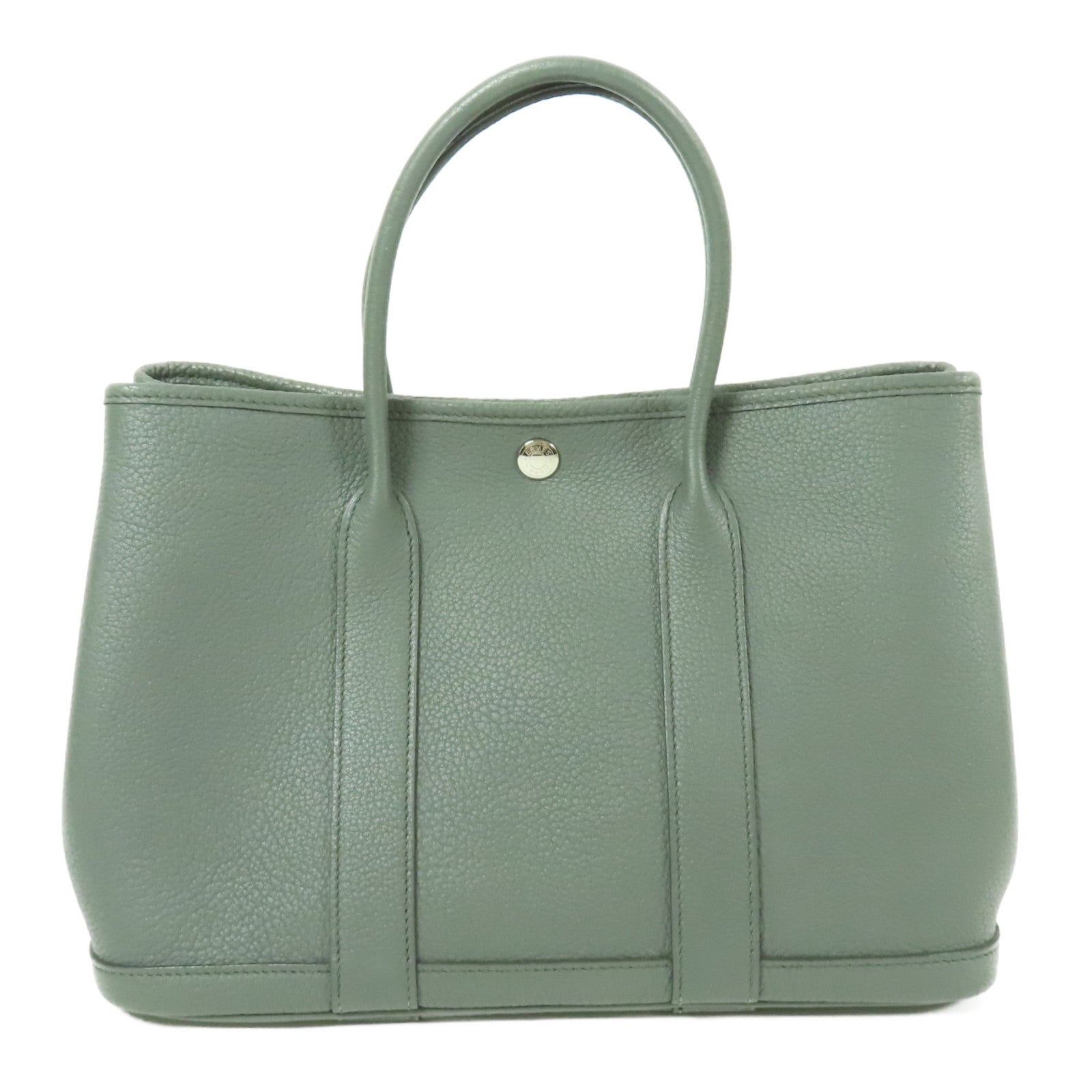 HERMES Negonda皮革Garden Party TPM銀扣手挽袋Vert Amande