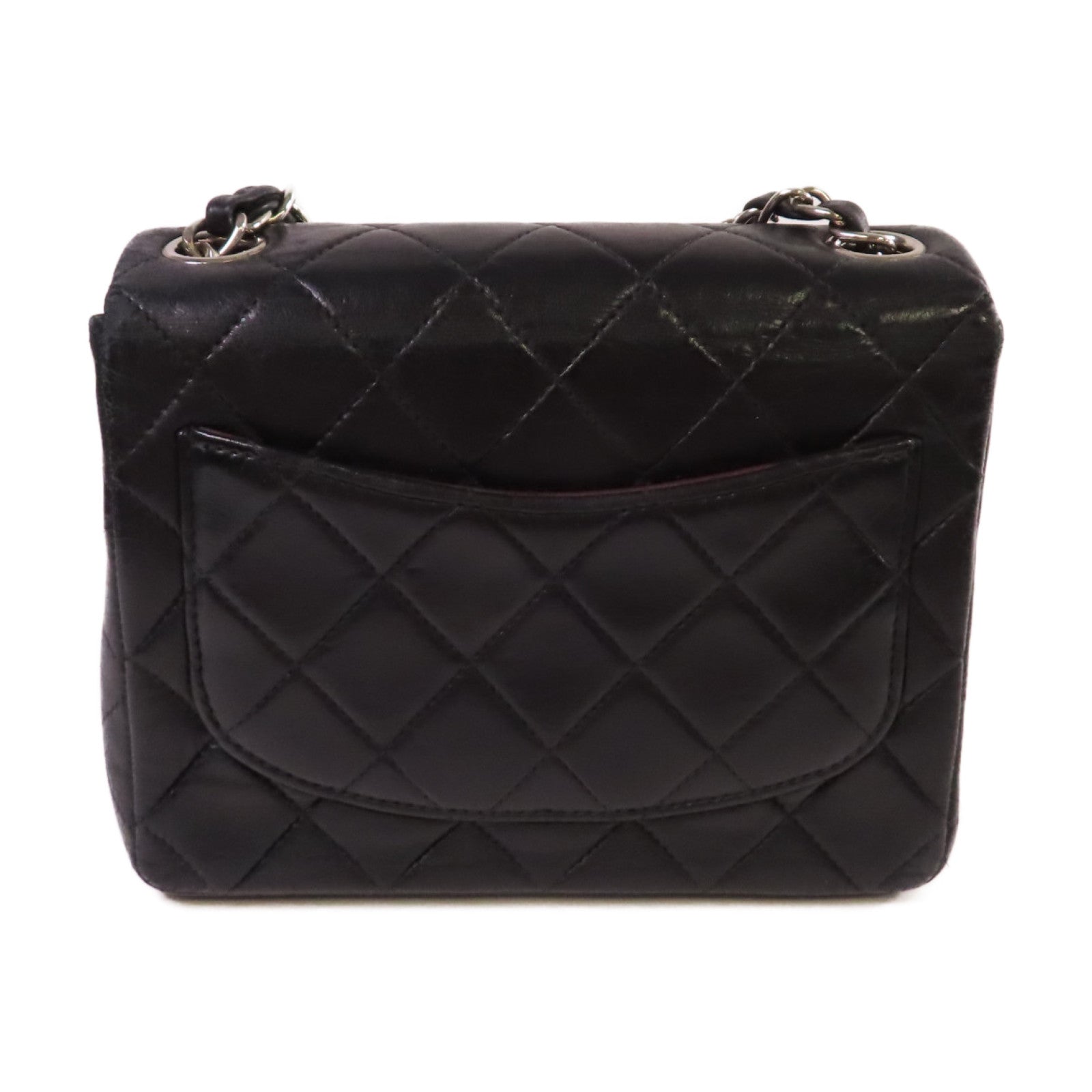 CHANEL 【激減優惠】菱格羊皮皮革Classic Flap 17cm Chain Shoulder Bag銀扣鏈帶肩背袋黑色
