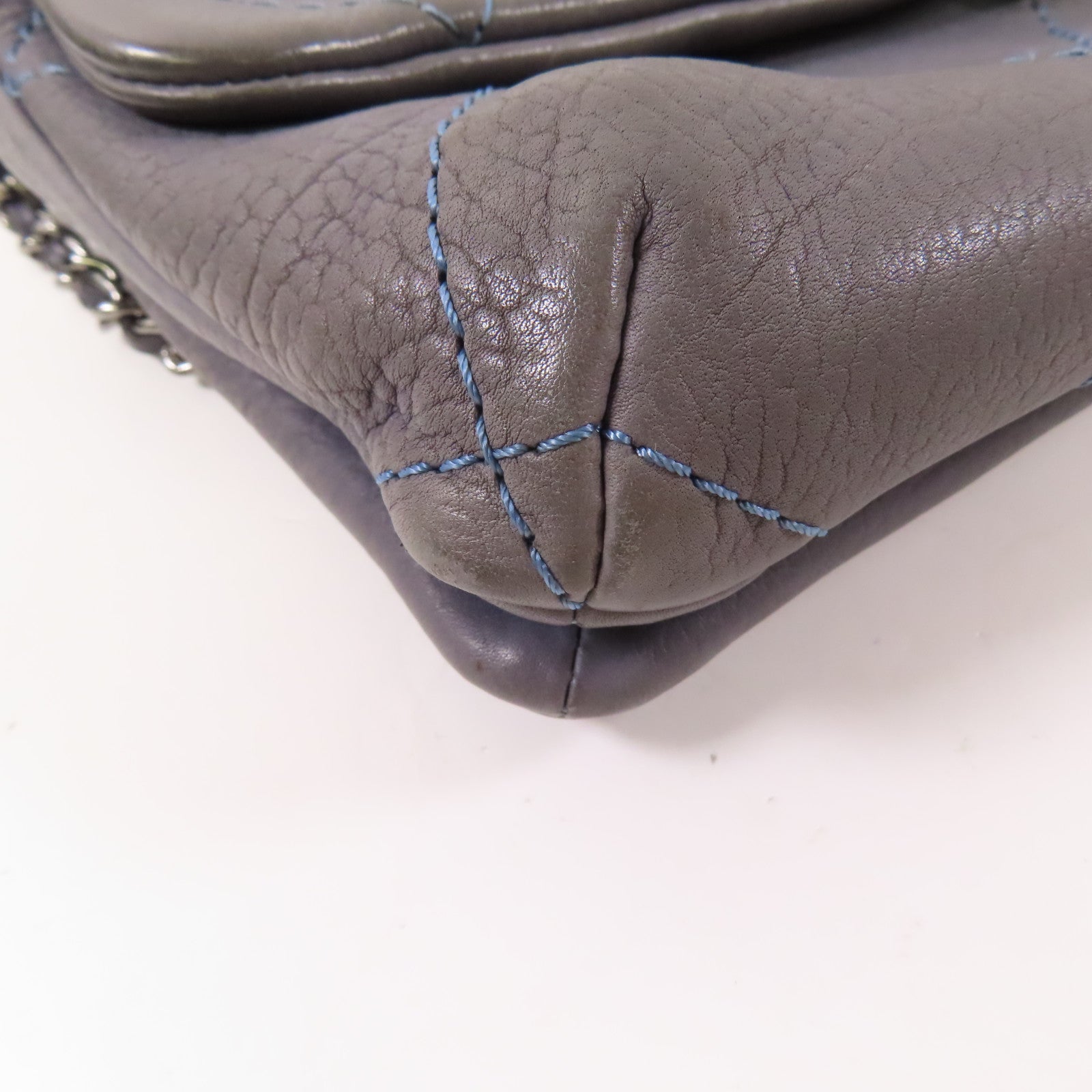 CHANEL 牛皮皮革Chain Shoulder銀扣手挽肩背兩用袋