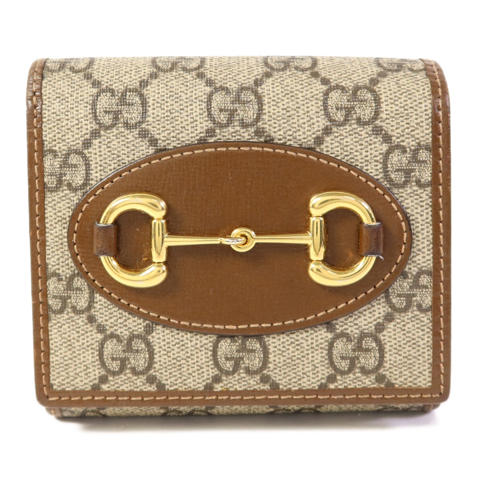 GUCCI 塗層帆布Horsebit 1955金扣錢包