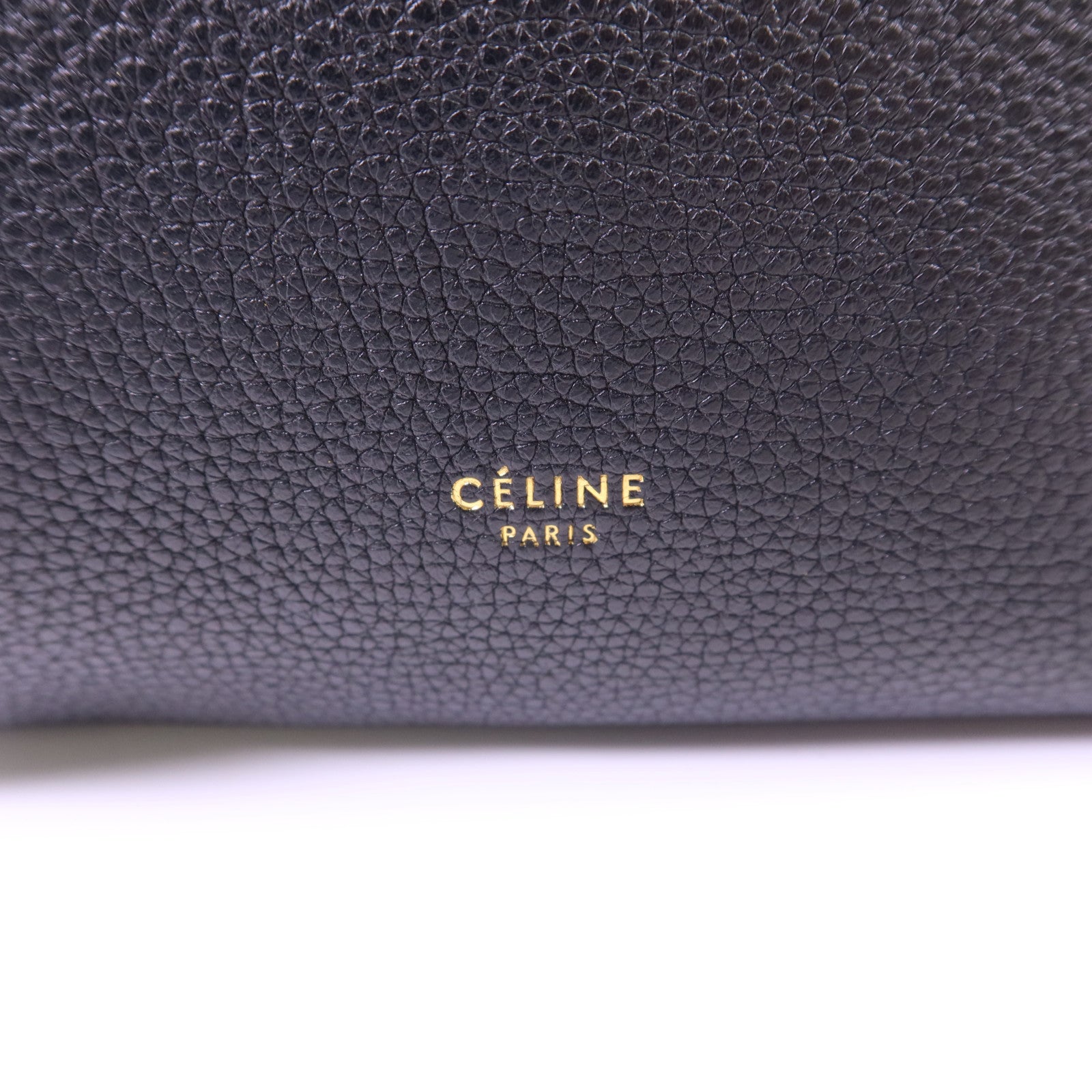 CELINE 牛皮皮革Sangle Bucket Small金扣肩背袋