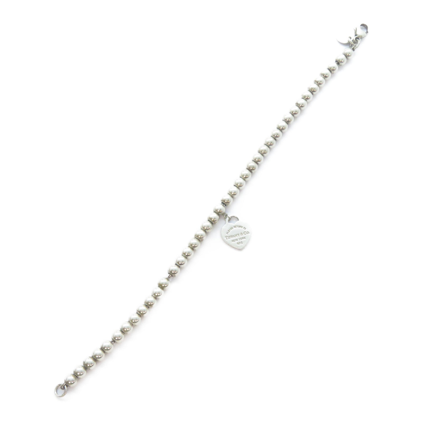 TIFFANY＆CO 925純銀Heart Tag Bead Bracelet手鏈
