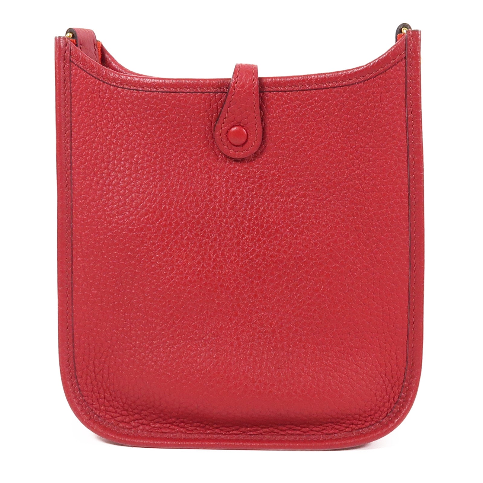 HERMES GHW Evelyne TPM Shoulder Bag Taurillon Clemence Leather Rouge H