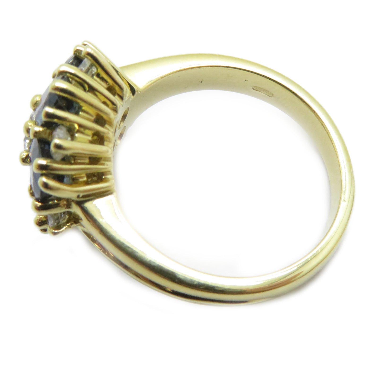 JEWELRY 【激減優惠】18K黃金Sapphire Ring藍寶石鑽石戒指US#7.25