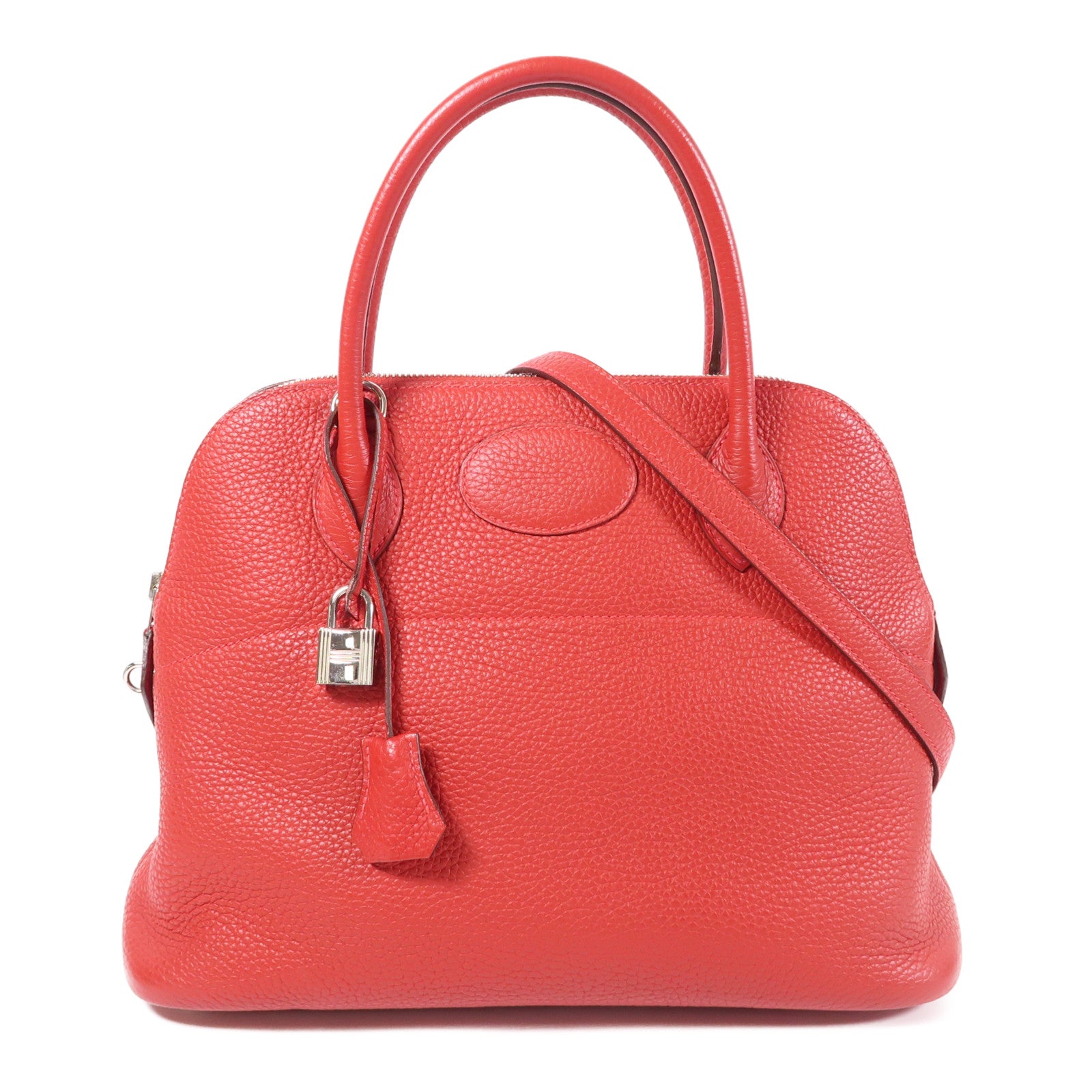 HERMES PHW Bolide 31 2 Way Shoulder Bag Taurillon Clemence Leather Rouge Casaque