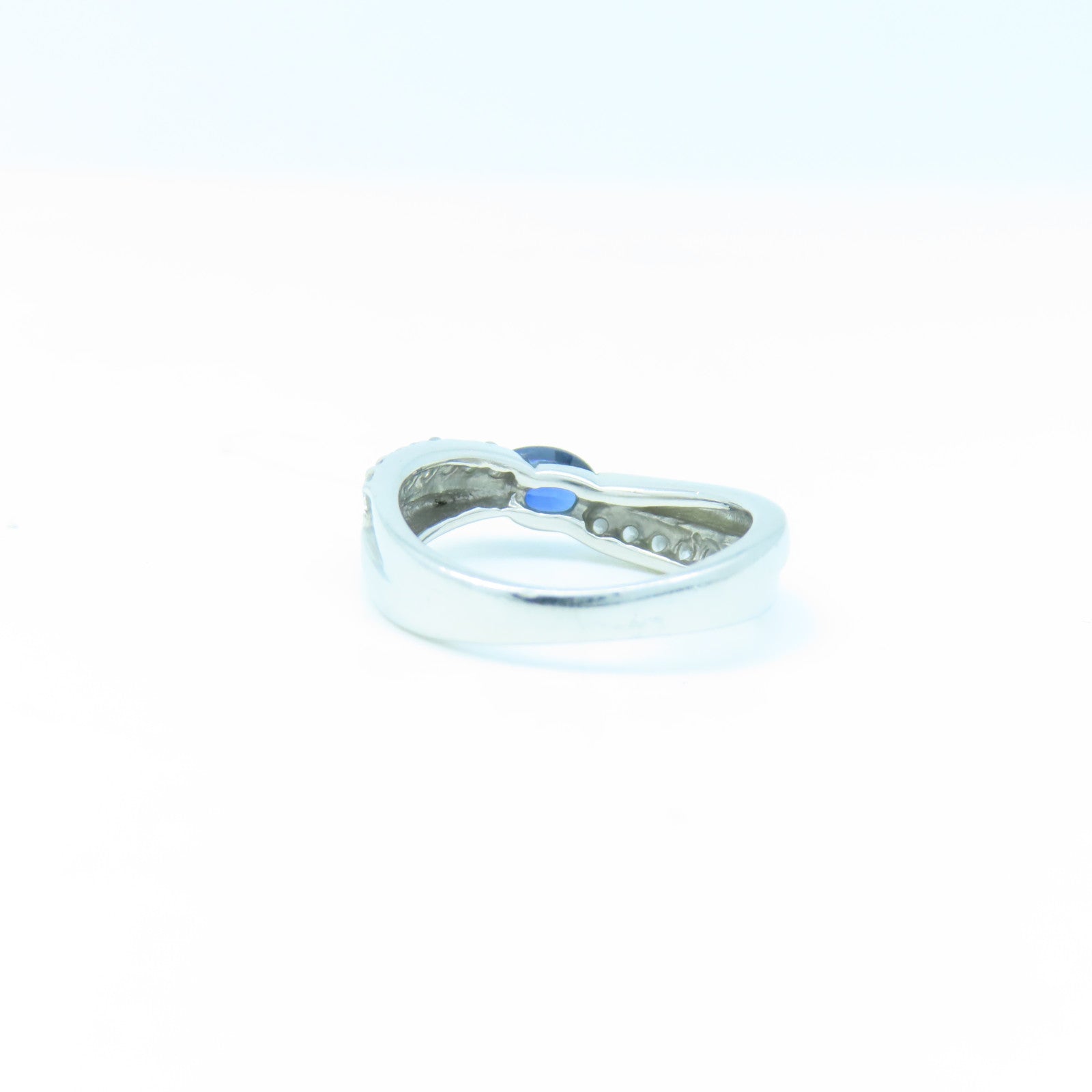 JEWELRY 【激減優惠】PT900鉑金Sapphire 5.2g藍寶石/0.29ct鑽石戒指US#4.75