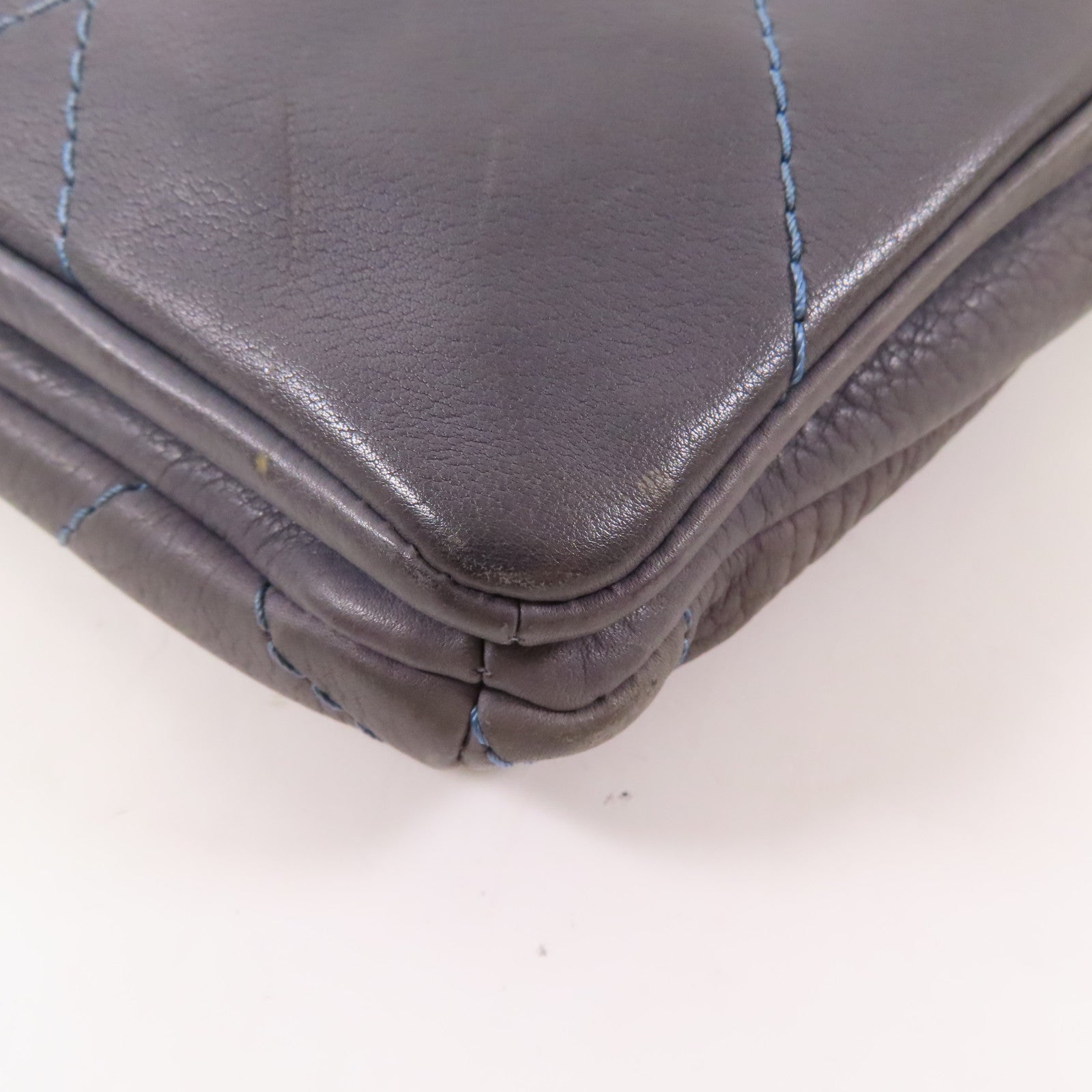 CHANEL 牛皮皮革Chain Shoulder銀扣手挽肩背兩用袋