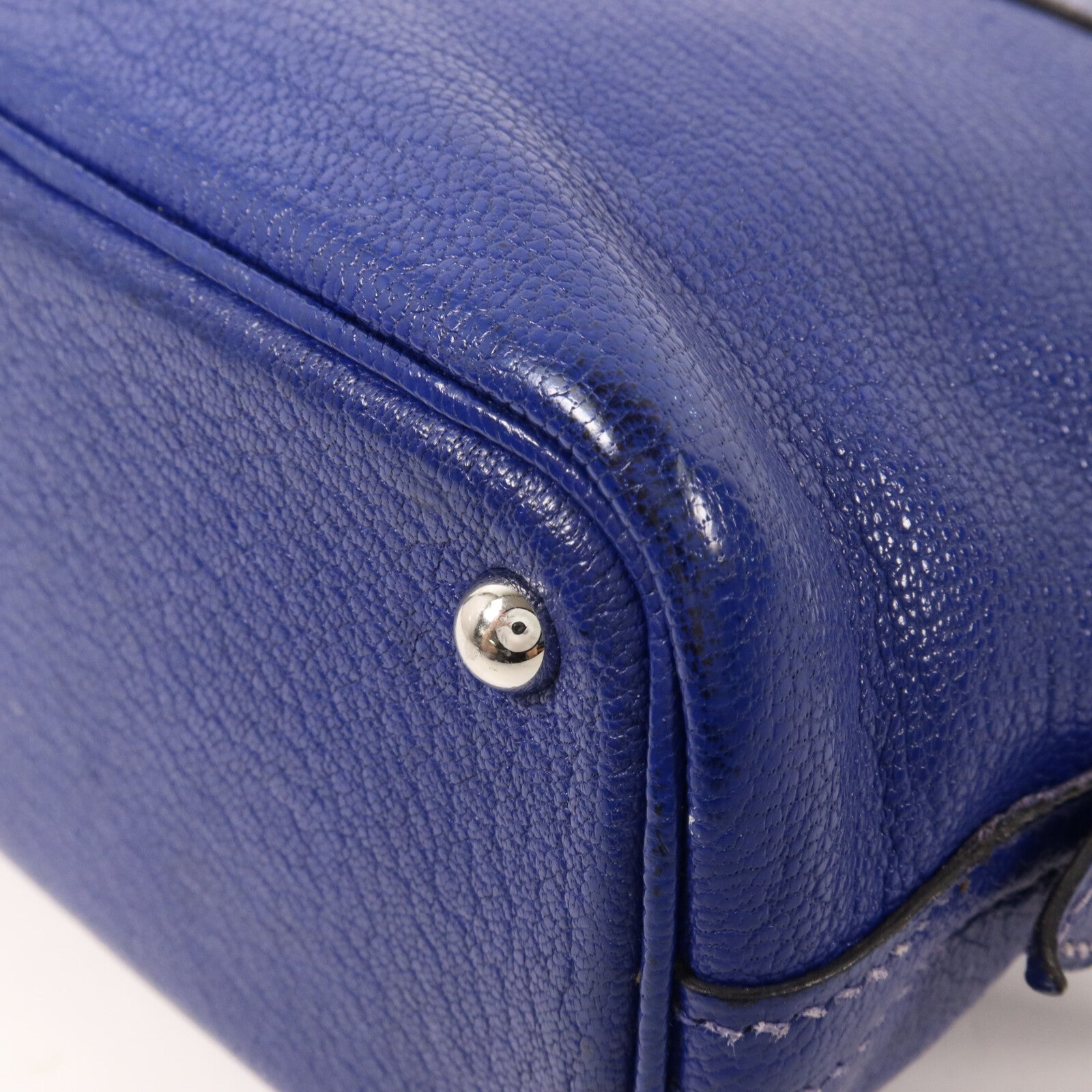 HERMES Chevre皮革Mini Bolide手挽肩背兩用袋Bleu Saphir