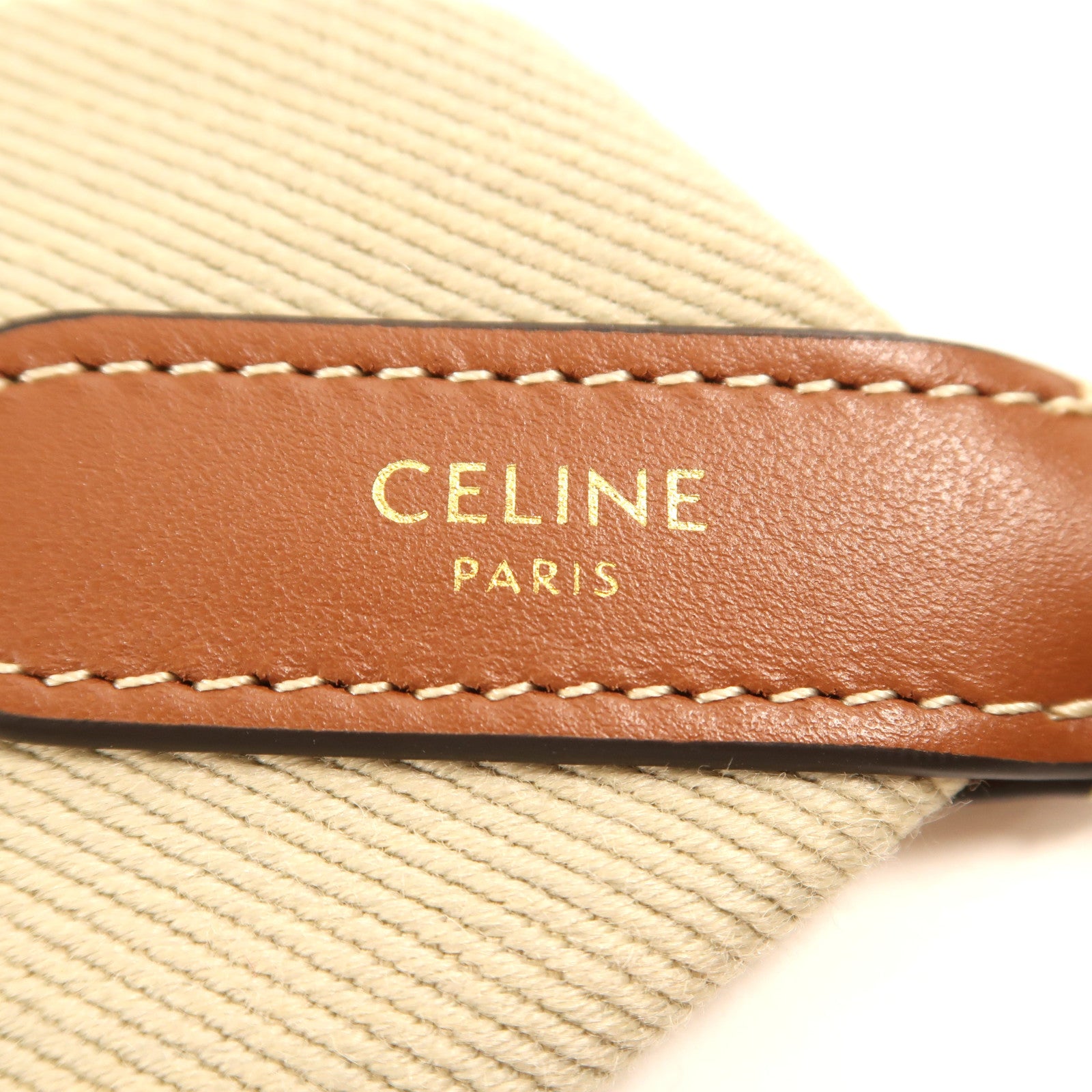CELINE 帆布Strap金扣肩背帶