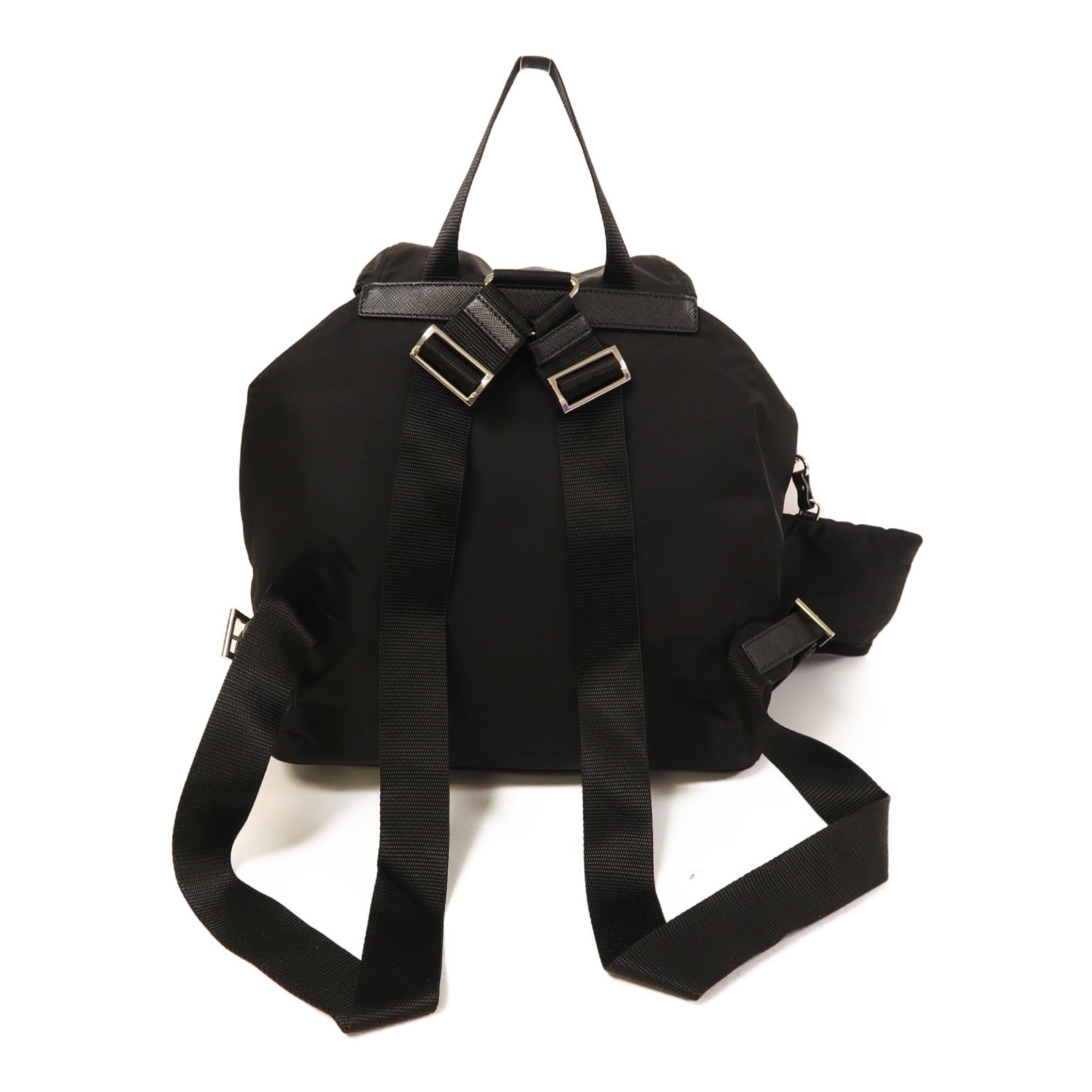 PRADA 尼龍Backpack銀扣背包黑色
