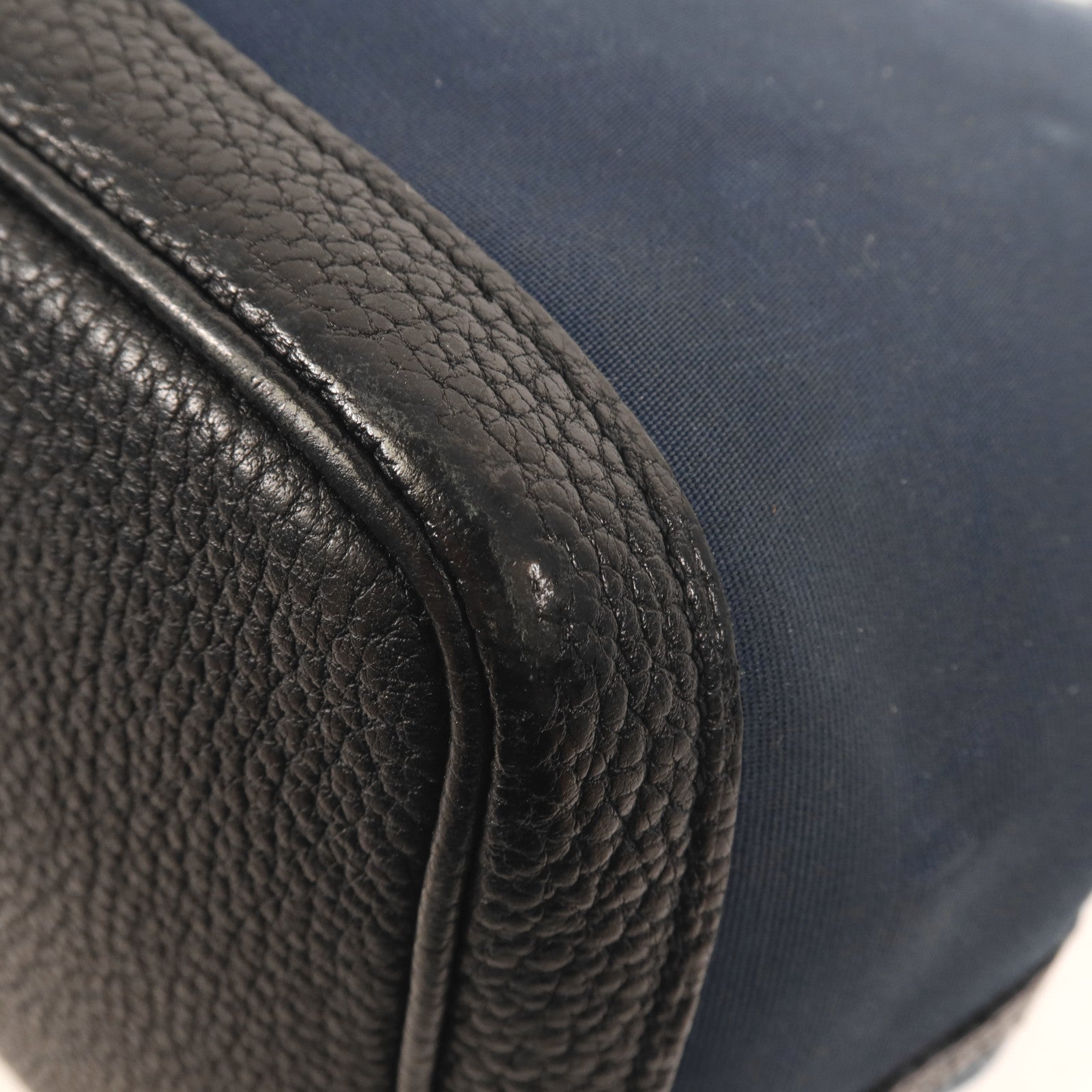 HERMES 帆布GardenParty PM銀扣手挽袋Bleu de Malte