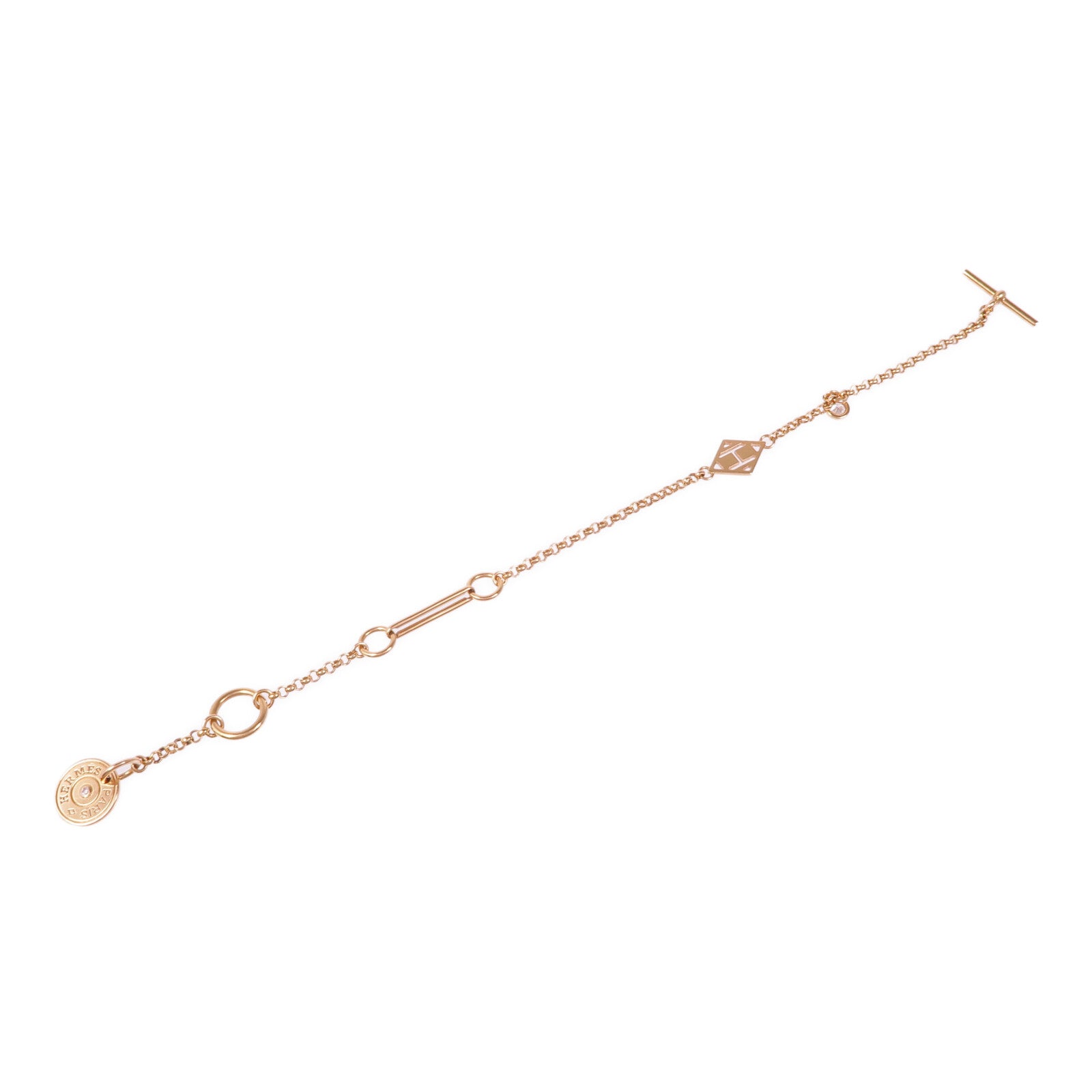 HERMES 18K玫瑰金Gambade Bracelet鑽石手鏈