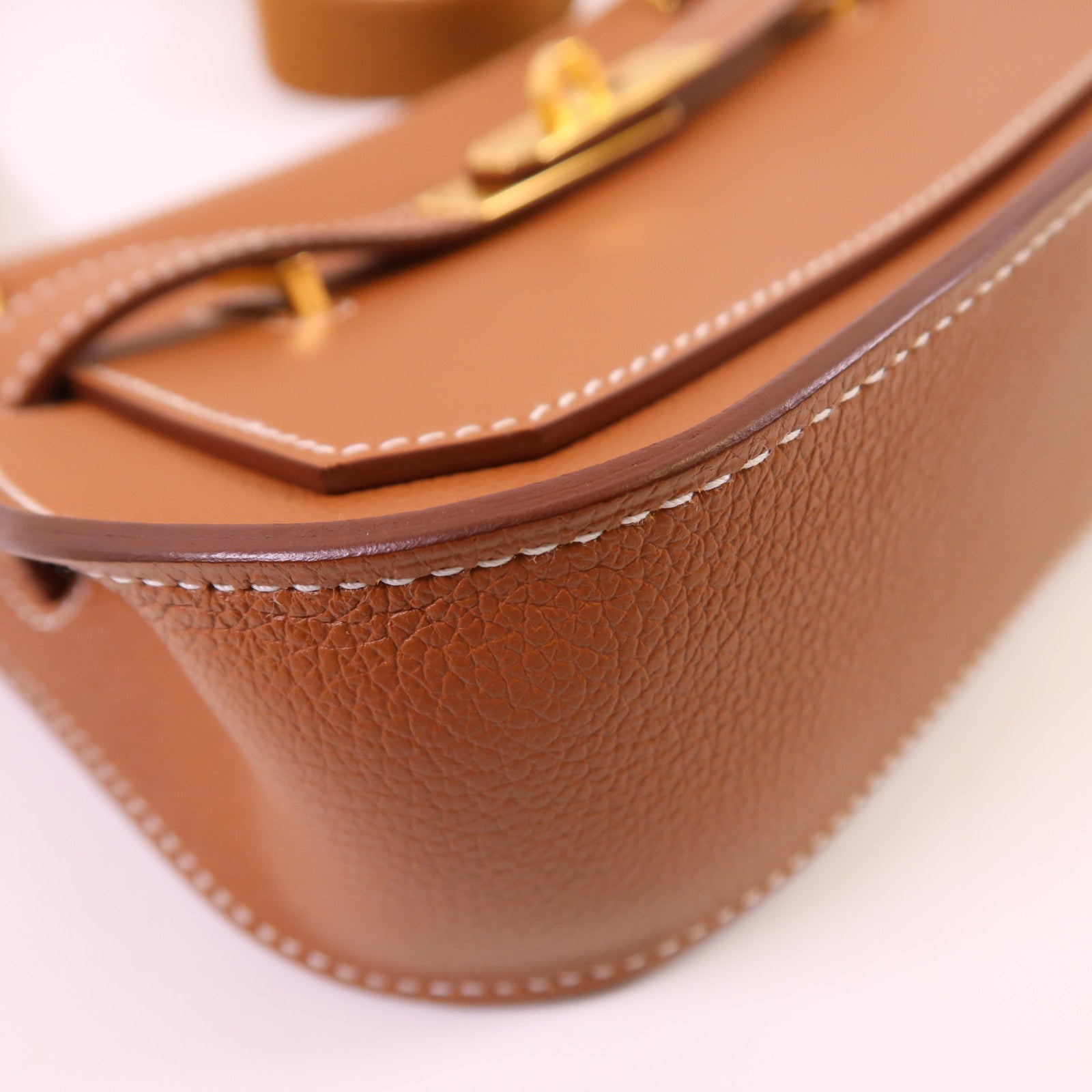 HERMES Evercolor皮革Jypsiere Mini金扣肩背袋Gold