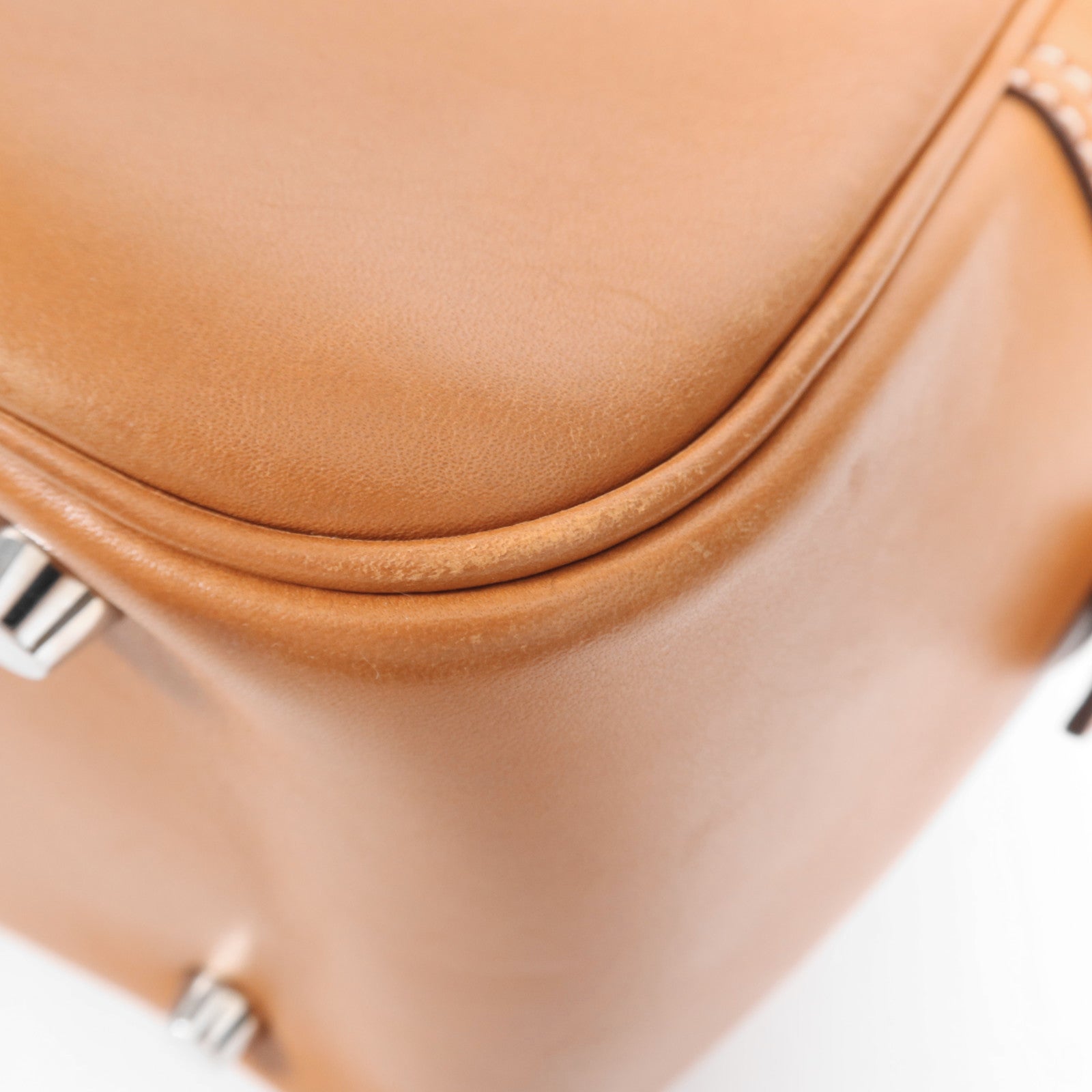 HERMES Butler皮革Plume Pop 32銀扣手挽袋Naturel