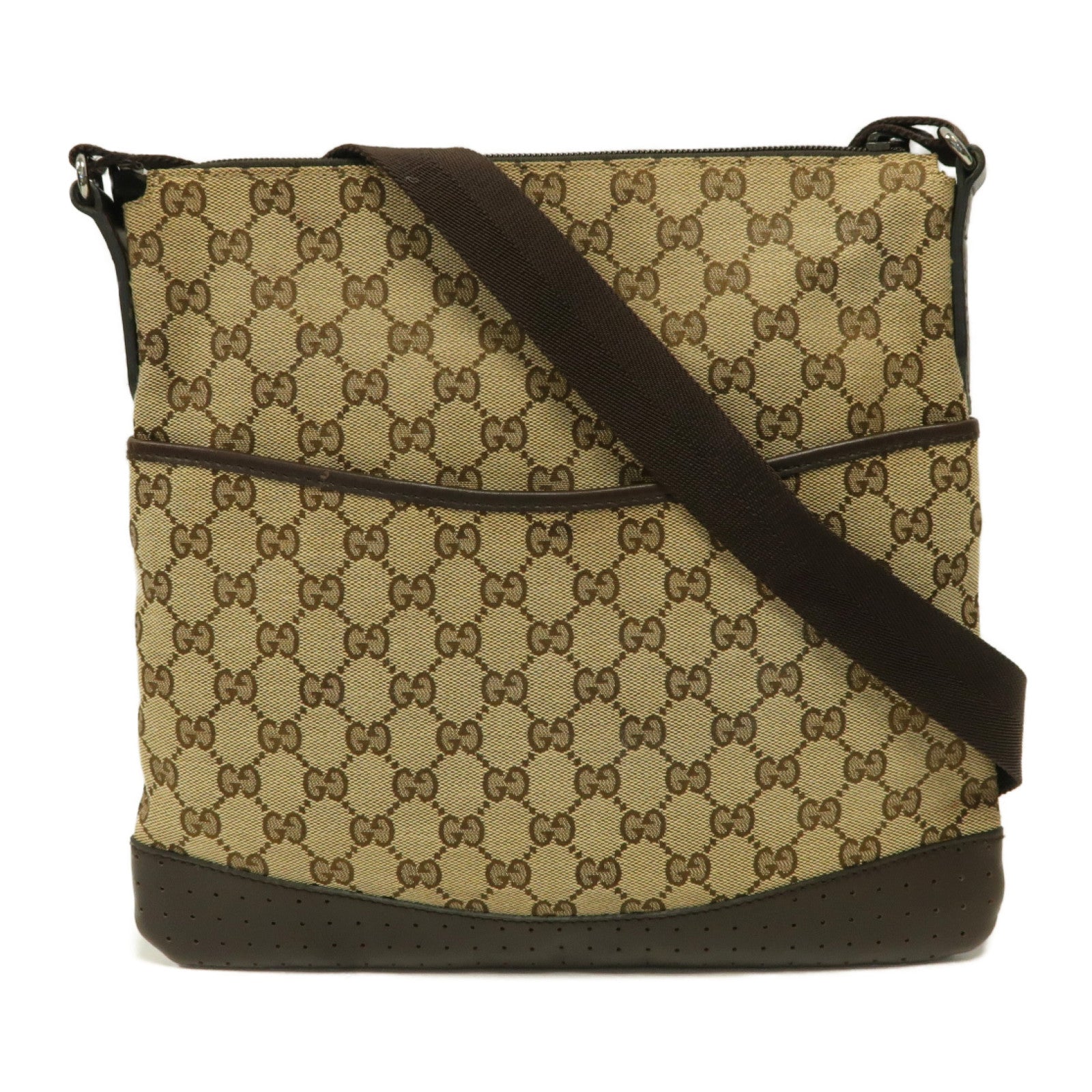 GUCCI 【激減優惠】帆布Shoulder Bag銀扣肩背袋啡色