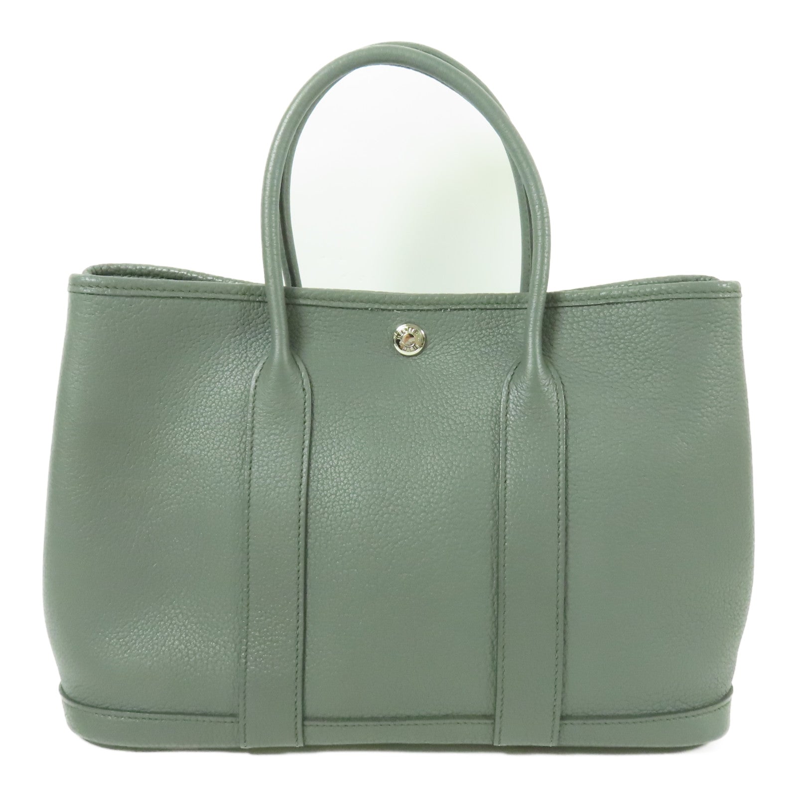HERMES Negonda皮革Garden Party TPM銀扣手挽袋Vert Amande