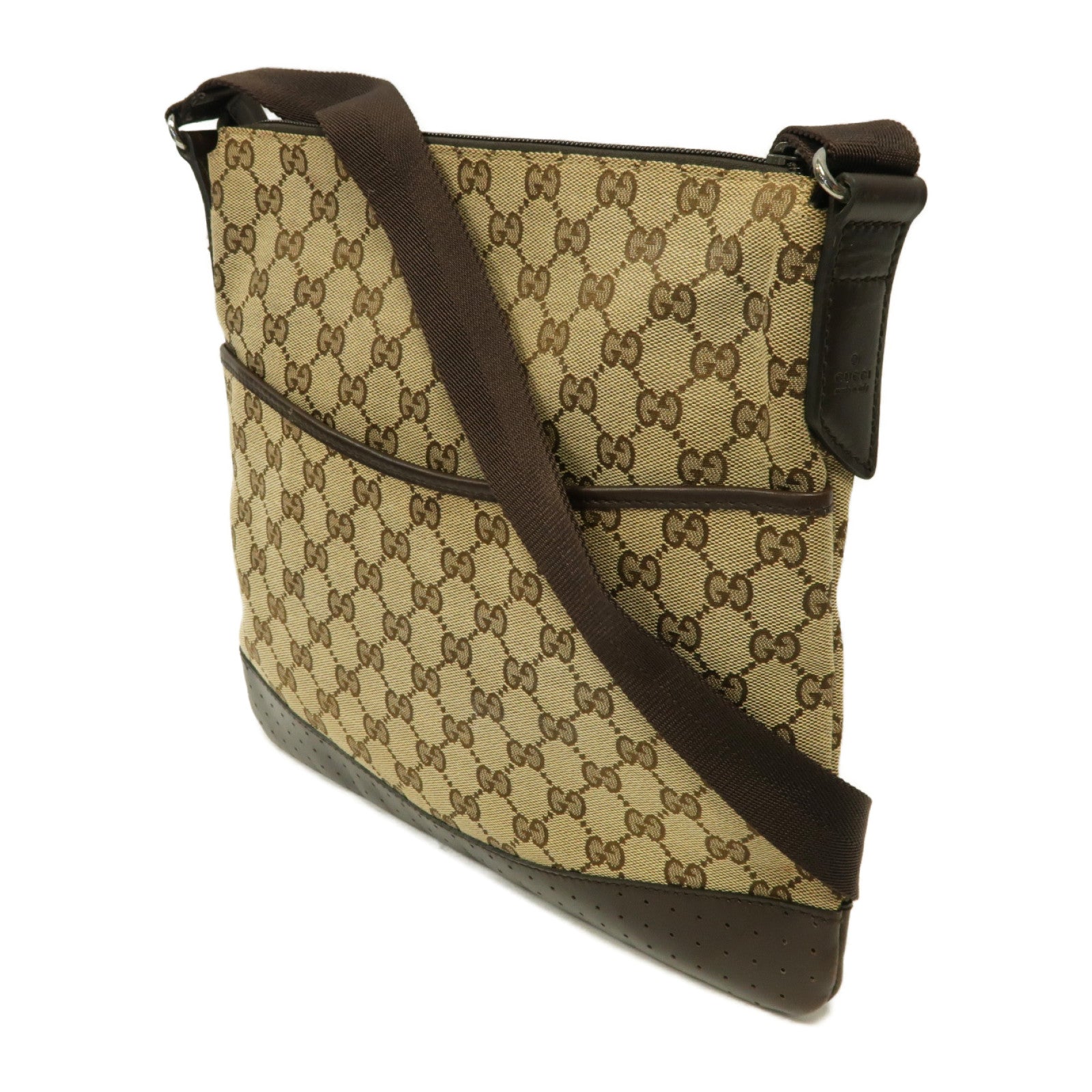 GUCCI 【激減優惠】帆布Shoulder Bag銀扣肩背袋啡色