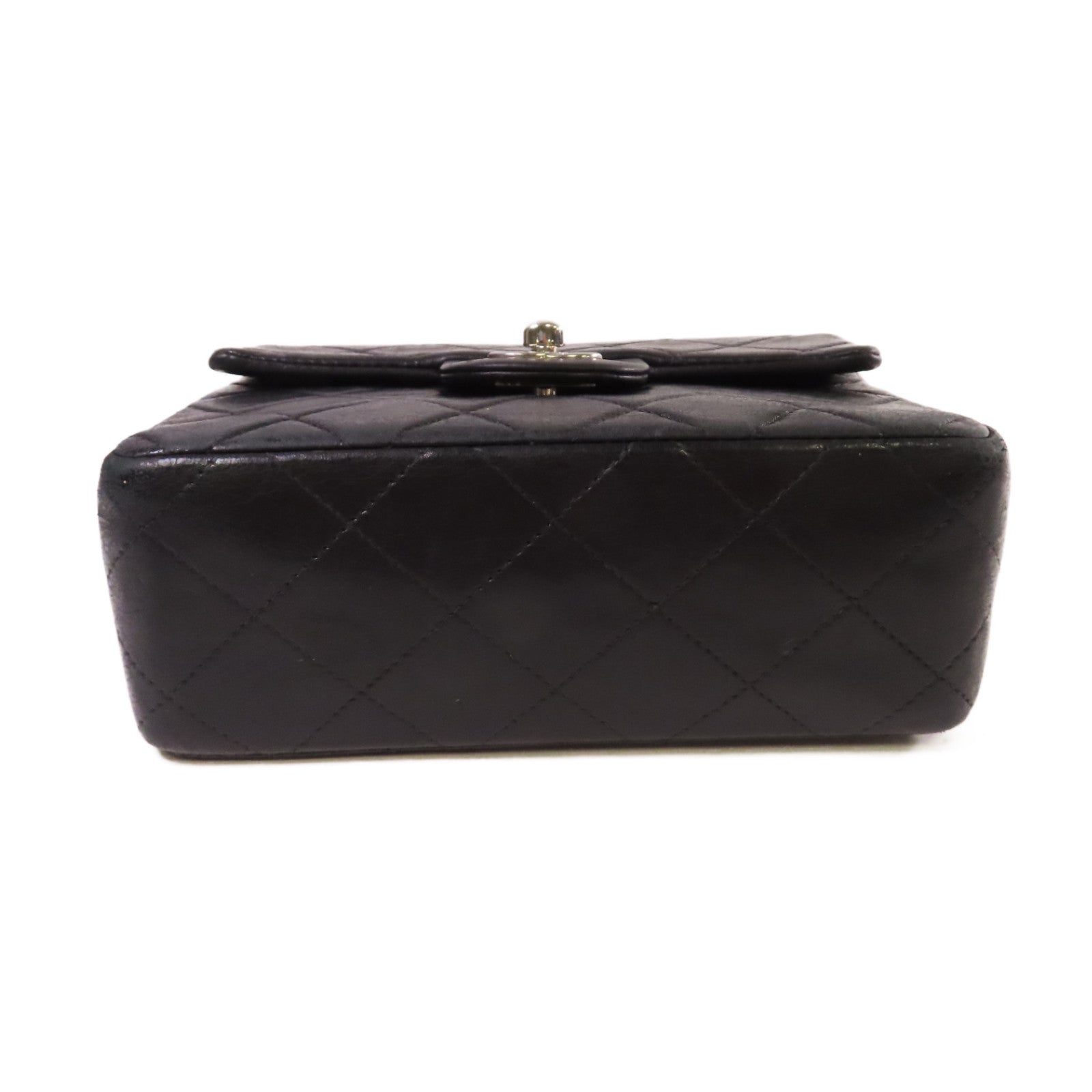 CHANEL 【激減優惠】菱格羊皮皮革Classic Flap 17cm Chain Shoulder Bag銀扣鏈帶肩背袋黑色