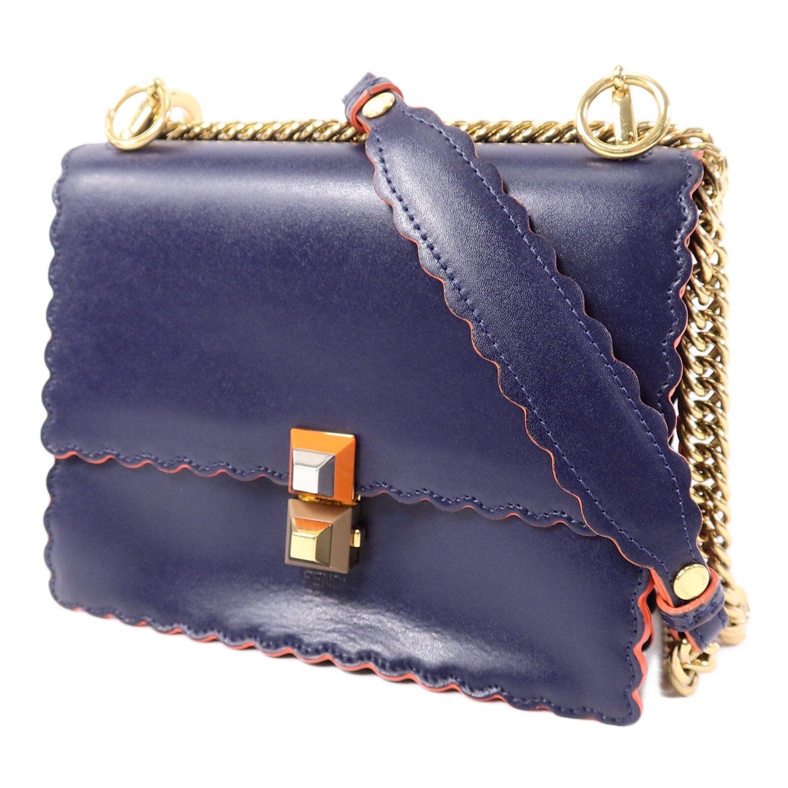 FENDI 牛皮皮革Kan I Small鏈帶肩背袋