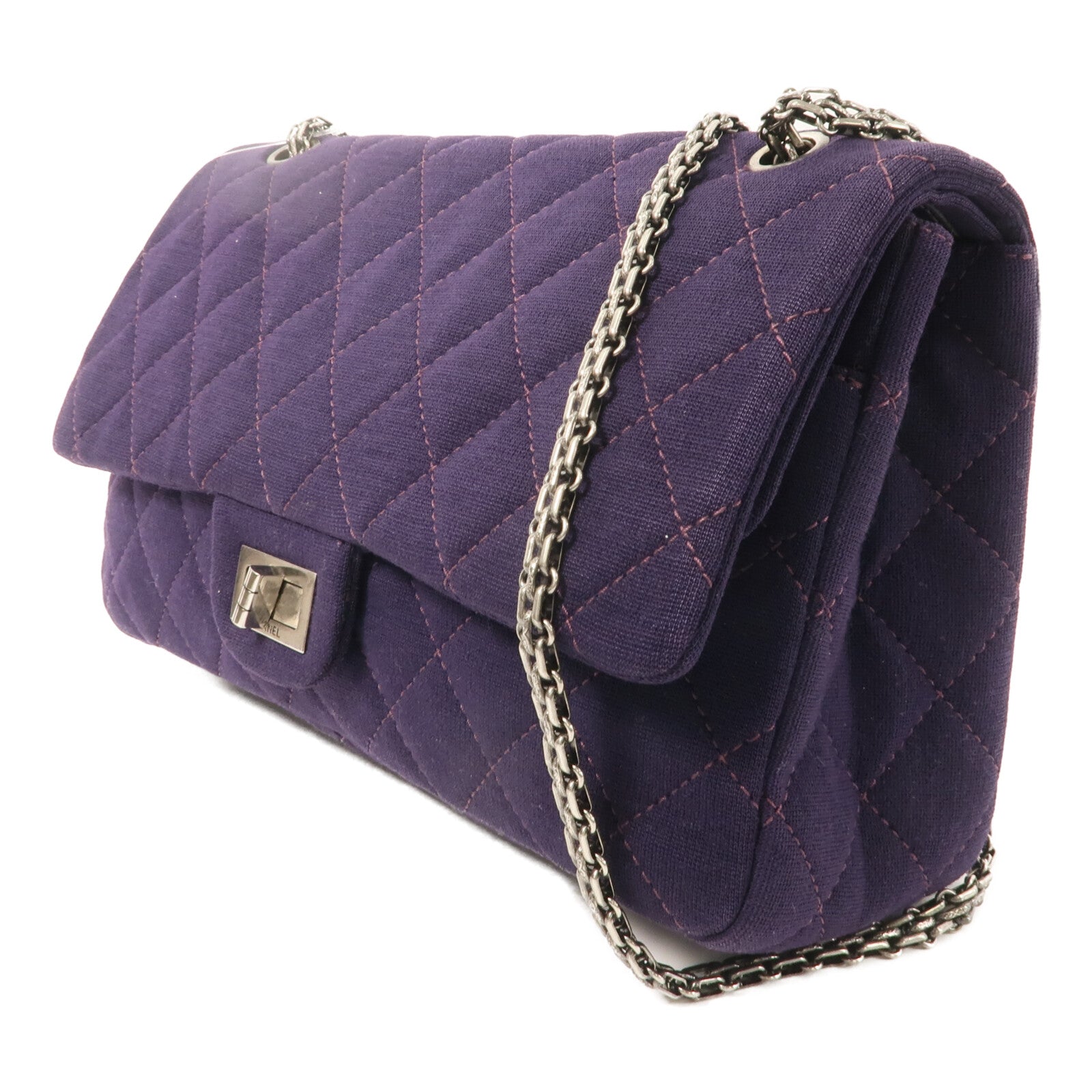 CHANEL 棉布2.55 Maxi鏈帶肩背袋