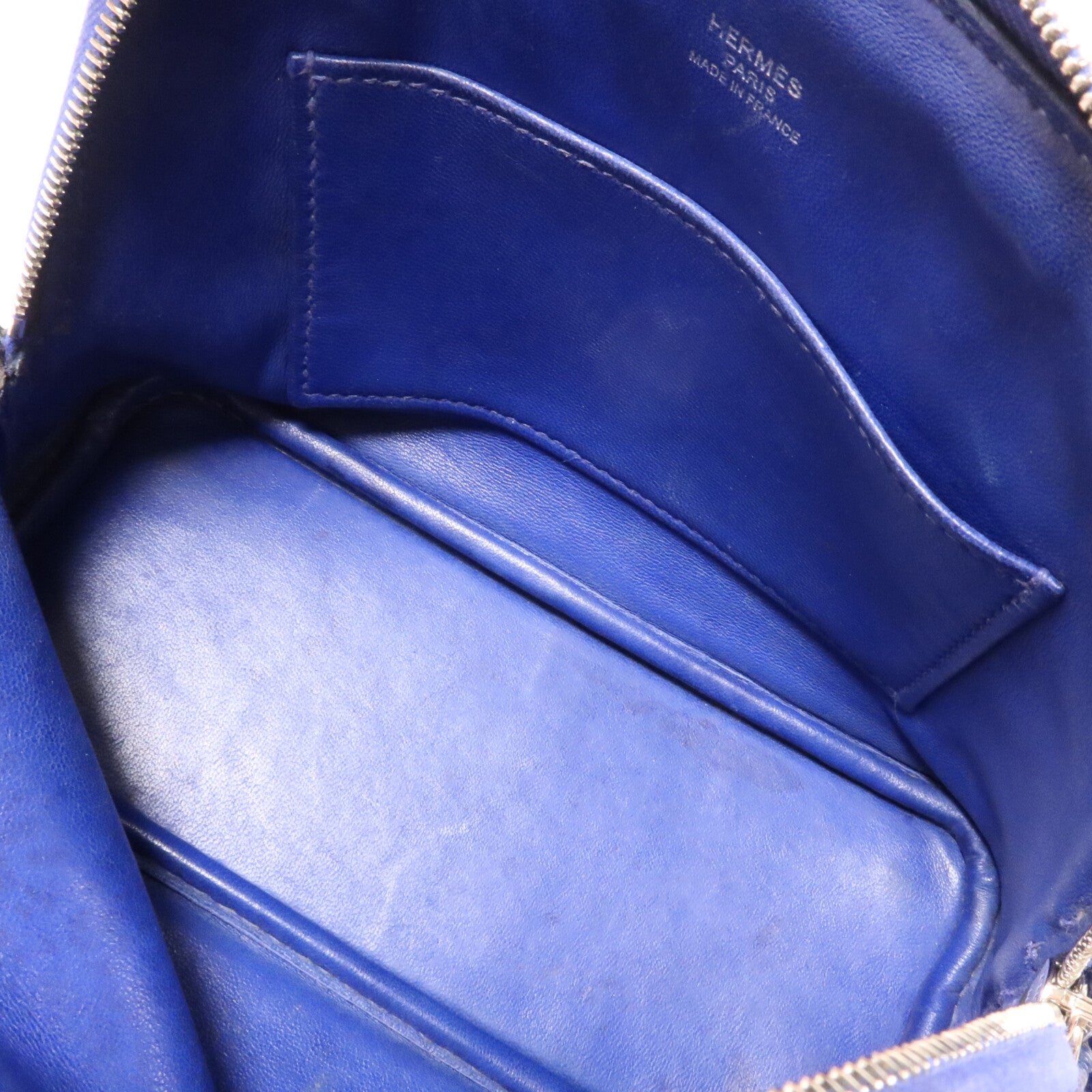 HERMES Chevre皮革Mini Bolide手挽肩背兩用袋Bleu Saphir