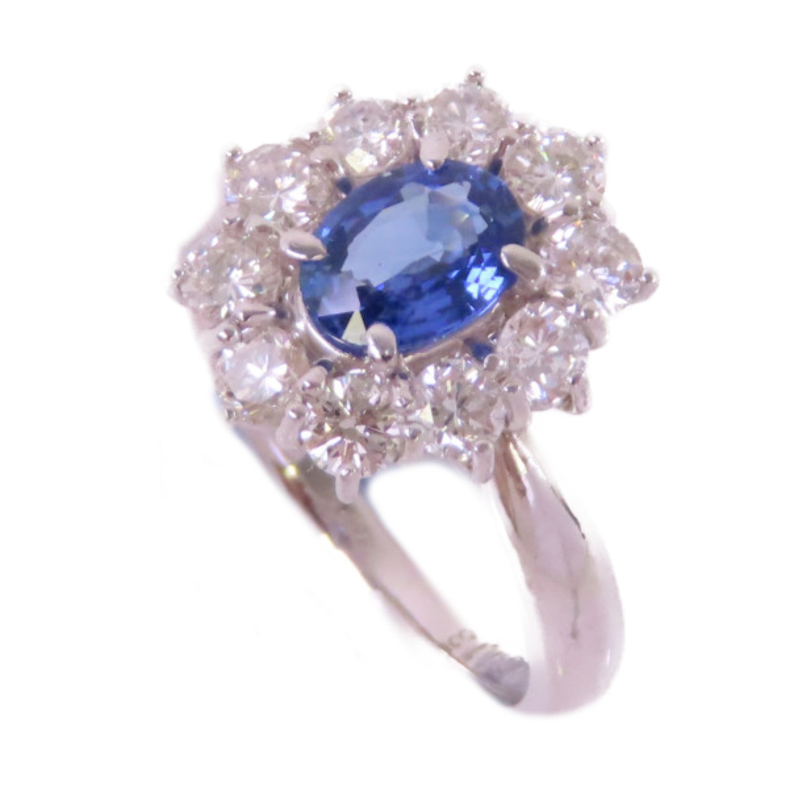 JEWELRY PT900鉑金/藍寶石/1.13ct鑽石Sapphire Diamond Ring戒指US#6.25