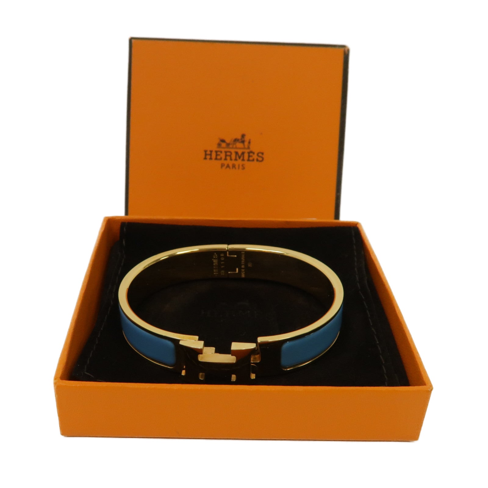 HERMES 金屬Clic H Bracelet手鐲藍色