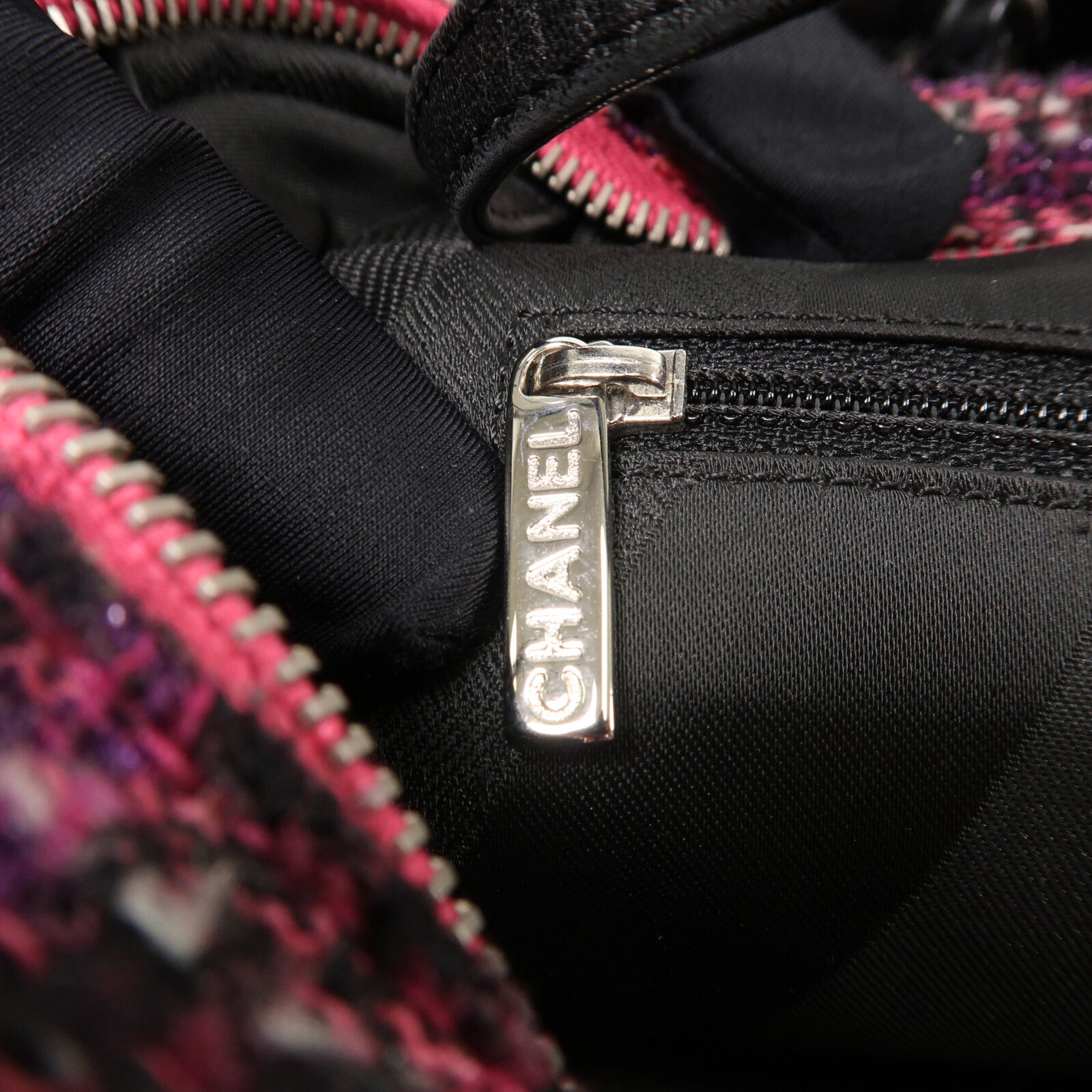 CHANEL Tweed/牛皮皮革Tweed Portobello Shopping鏈帶手挽肩背兩用袋
