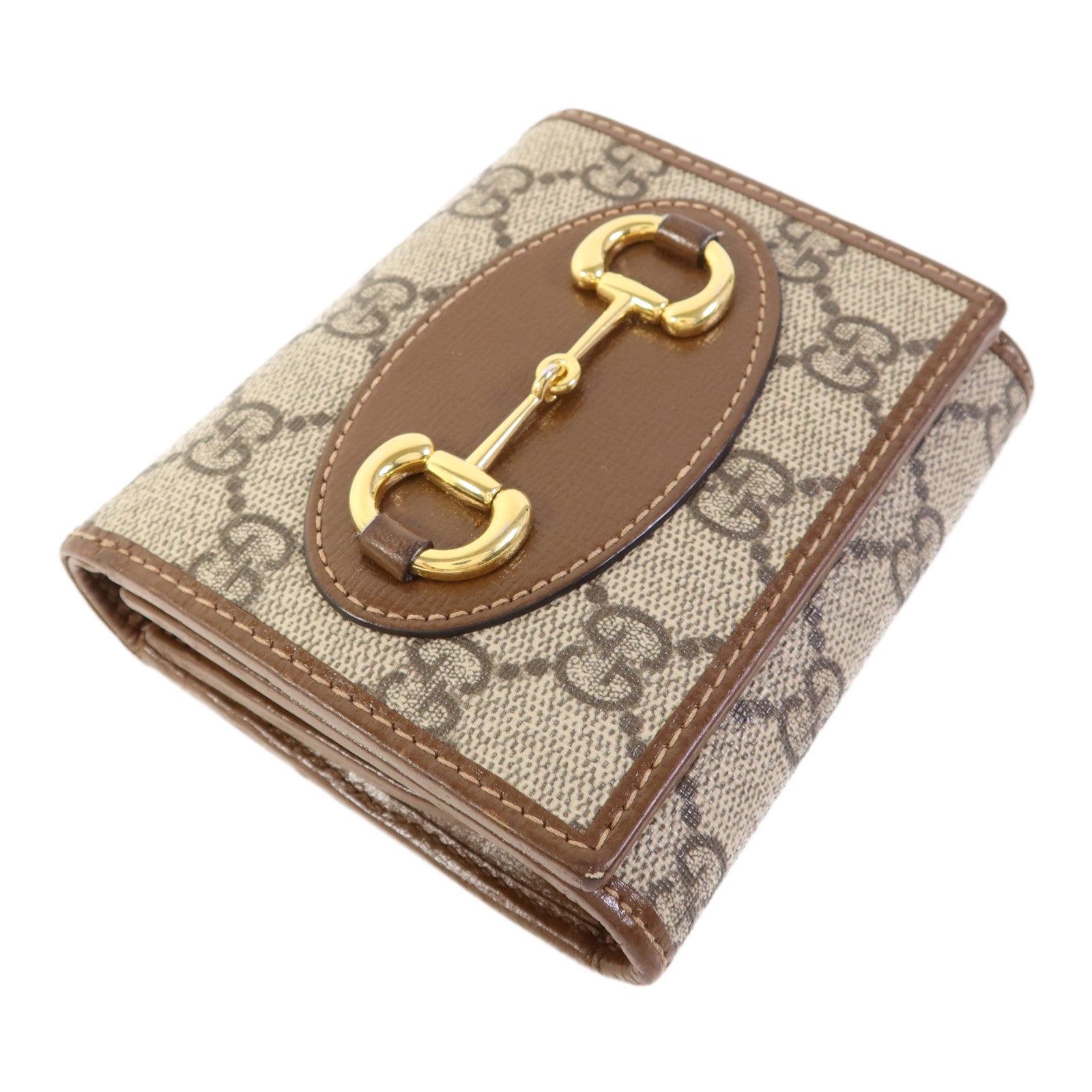 GUCCI 塗層帆布Horsebit 1955金扣錢包