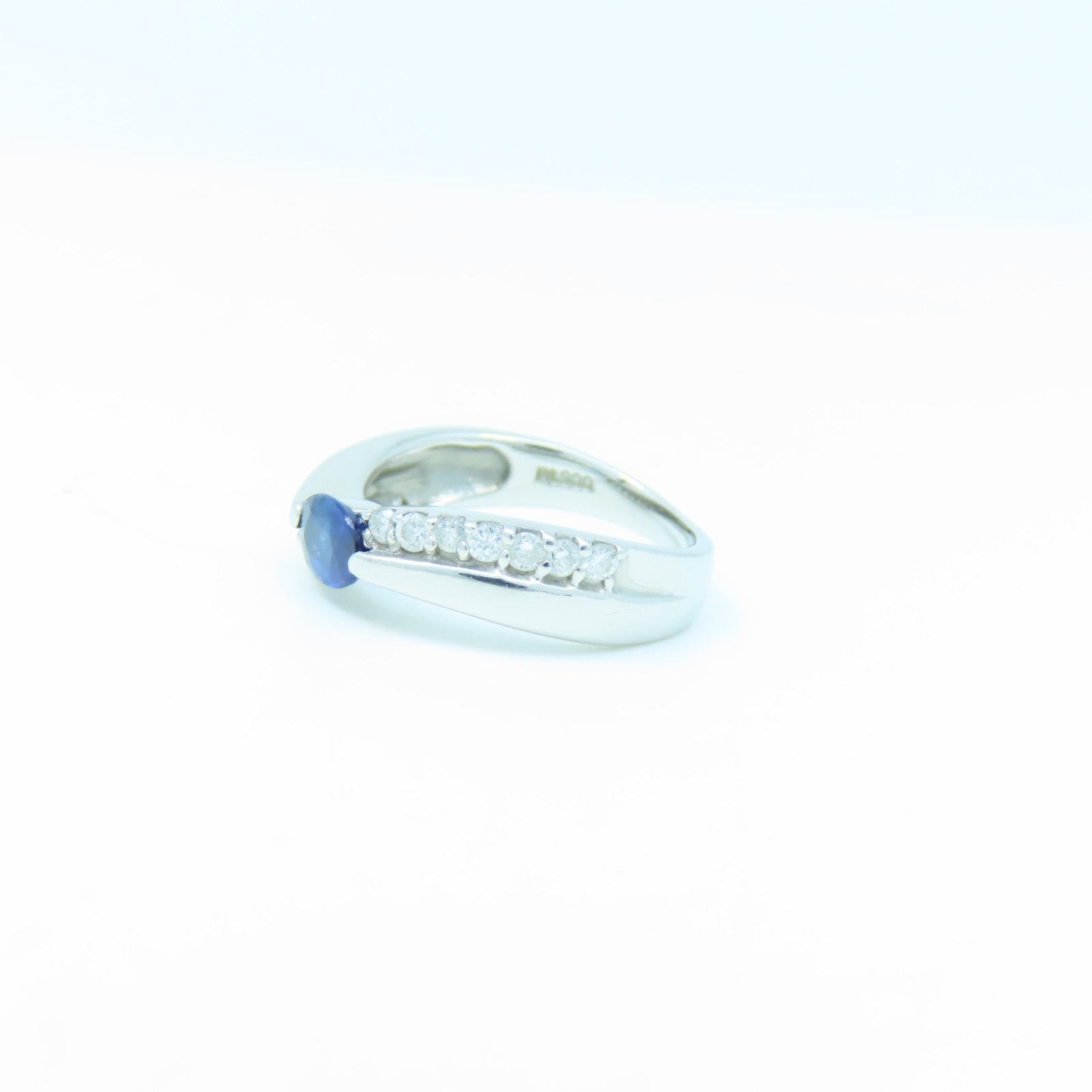 JEWELRY 【激減優惠】PT900鉑金Sapphire 5.2g藍寶石/0.29ct鑽石戒指US#4.75